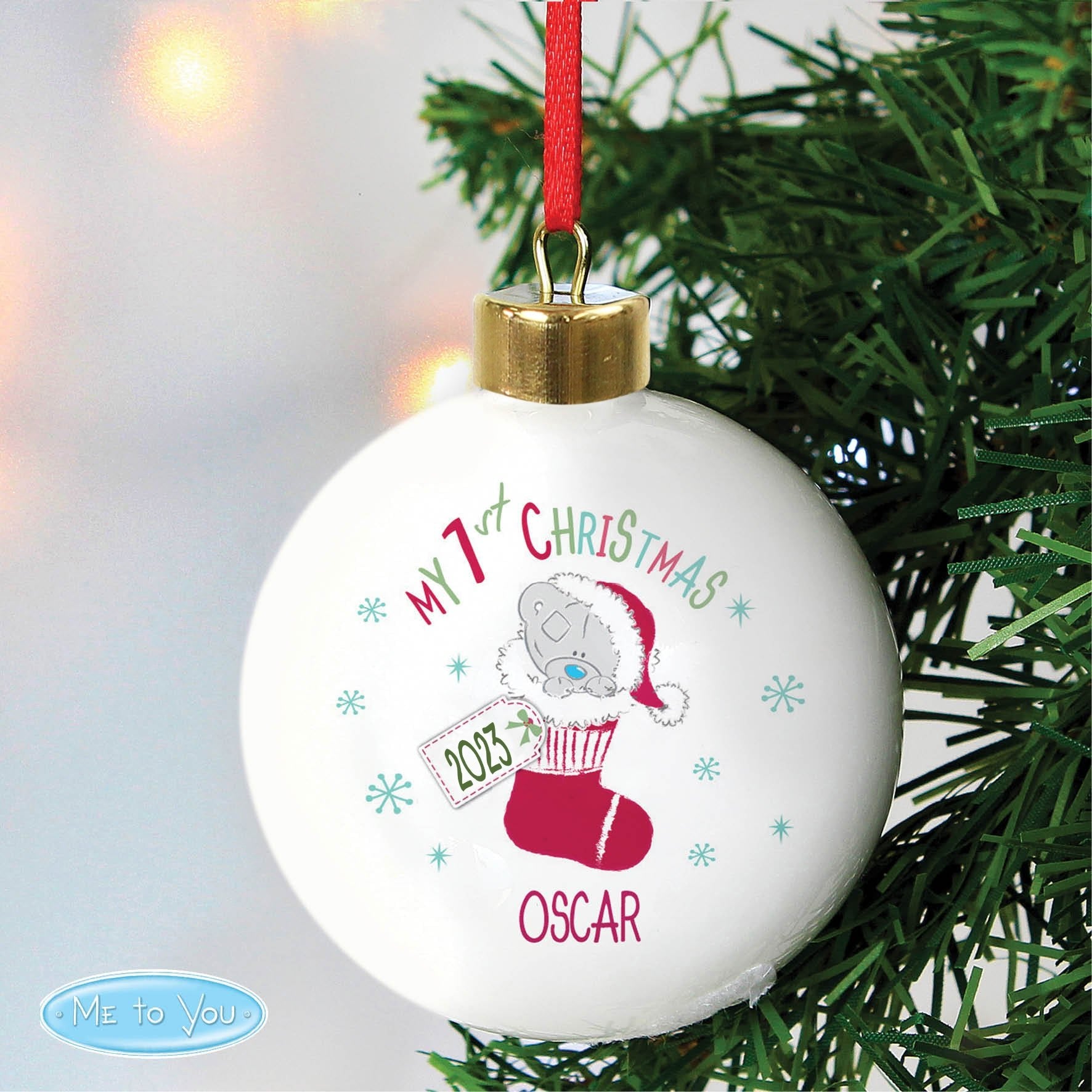Personalised Tiny Tatty Teddy My 1st Christmas Stocking Bauble | Inspired Creative Gifts | UK Supplier