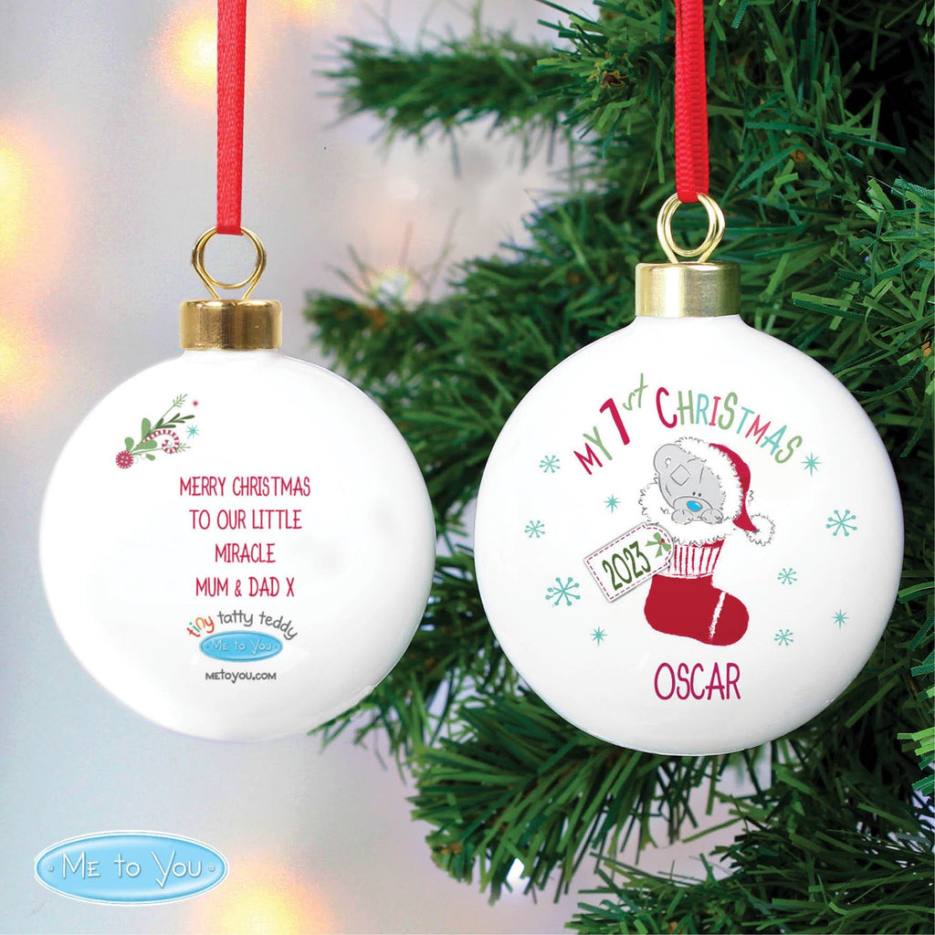 Personalised Tiny Tatty Teddy My 1st Christmas Stocking Bauble | Inspired Creative Gifts | UK Supplier