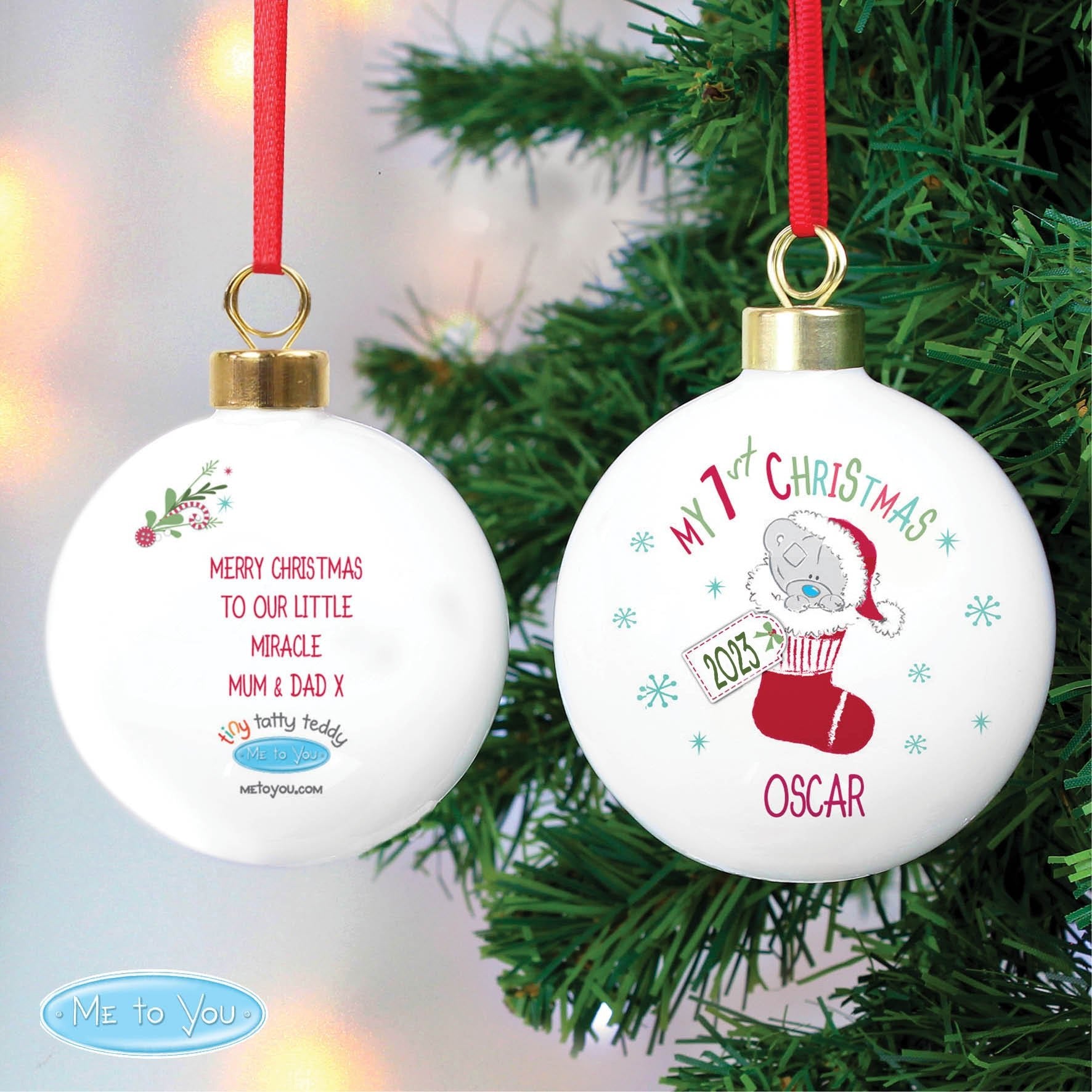 Personalised Tiny Tatty Teddy My 1st Christmas Stocking Bauble | Inspired Creative Gifts | UK Supplier