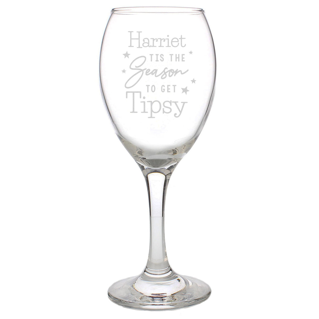 Personalised Tis The Season To Get Tipsy Season Wine Glass | Inspired Creative Gifts | UK Supplier