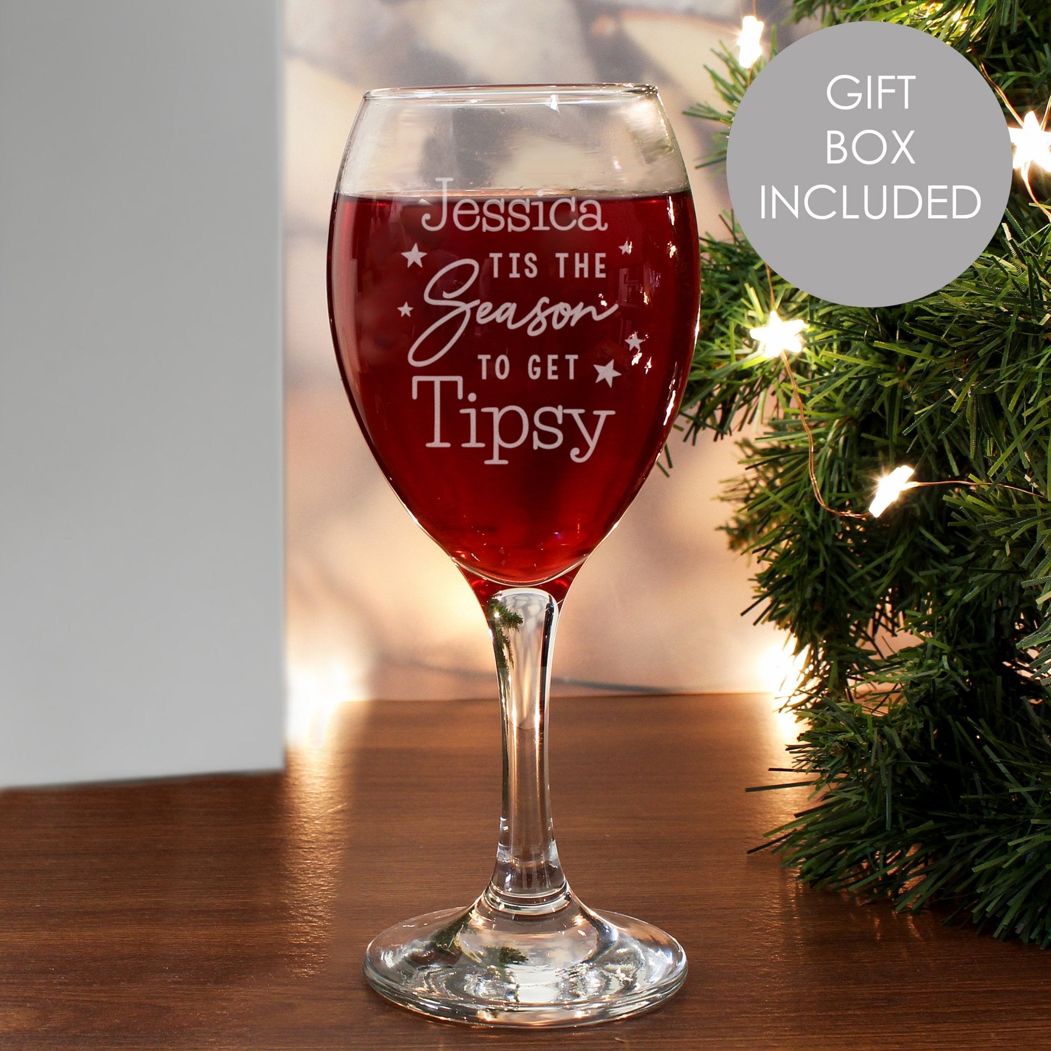 Personalised Tis The Season To Get Tipsy Season Wine Glass | Inspired Creative Gifts | UK Supplier