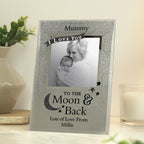 Personalised To the Moon and Back 4x4 Glitter Glass Photo Frame | Inspired Creative Gifts | UK Supplier