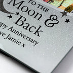 Personalised To the Moon and Back 4x4 Glitter Glass Photo Frame | Inspired Creative Gifts | UK Supplier