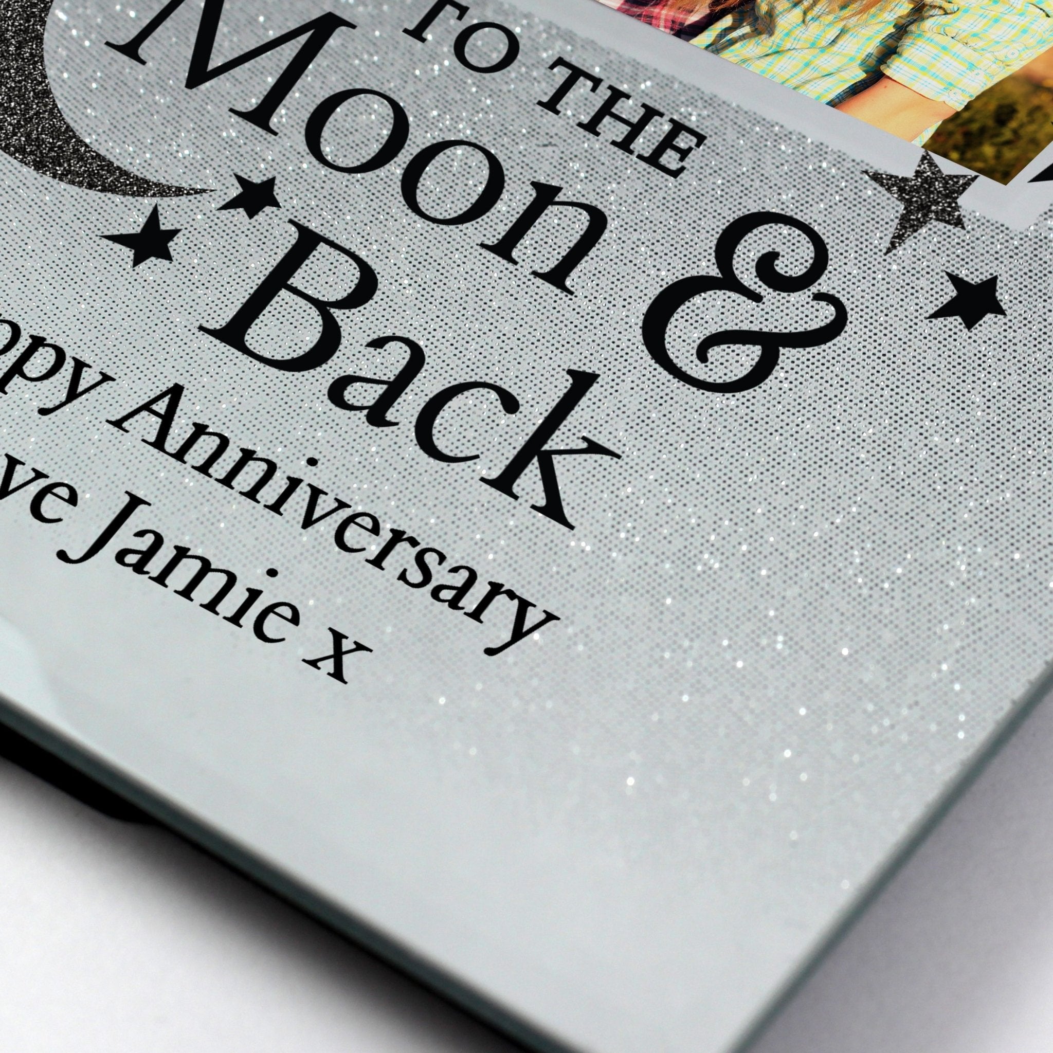 Personalised To the Moon and Back 4x4 Glitter Glass Photo Frame | Inspired Creative Gifts | UK Supplier