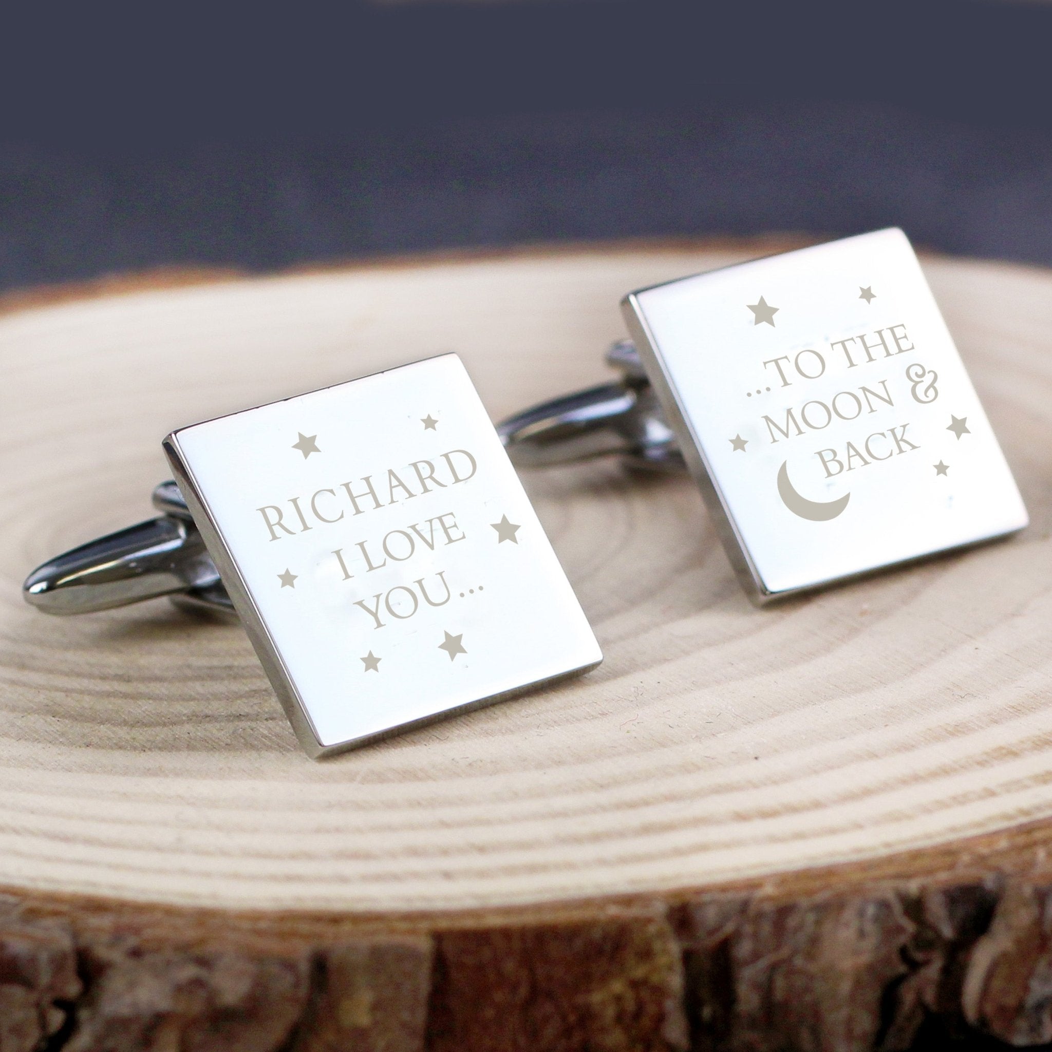 Personalised To the Moon and Back Square Cufflinks | Inspired Creative Gifts | UK Supplier