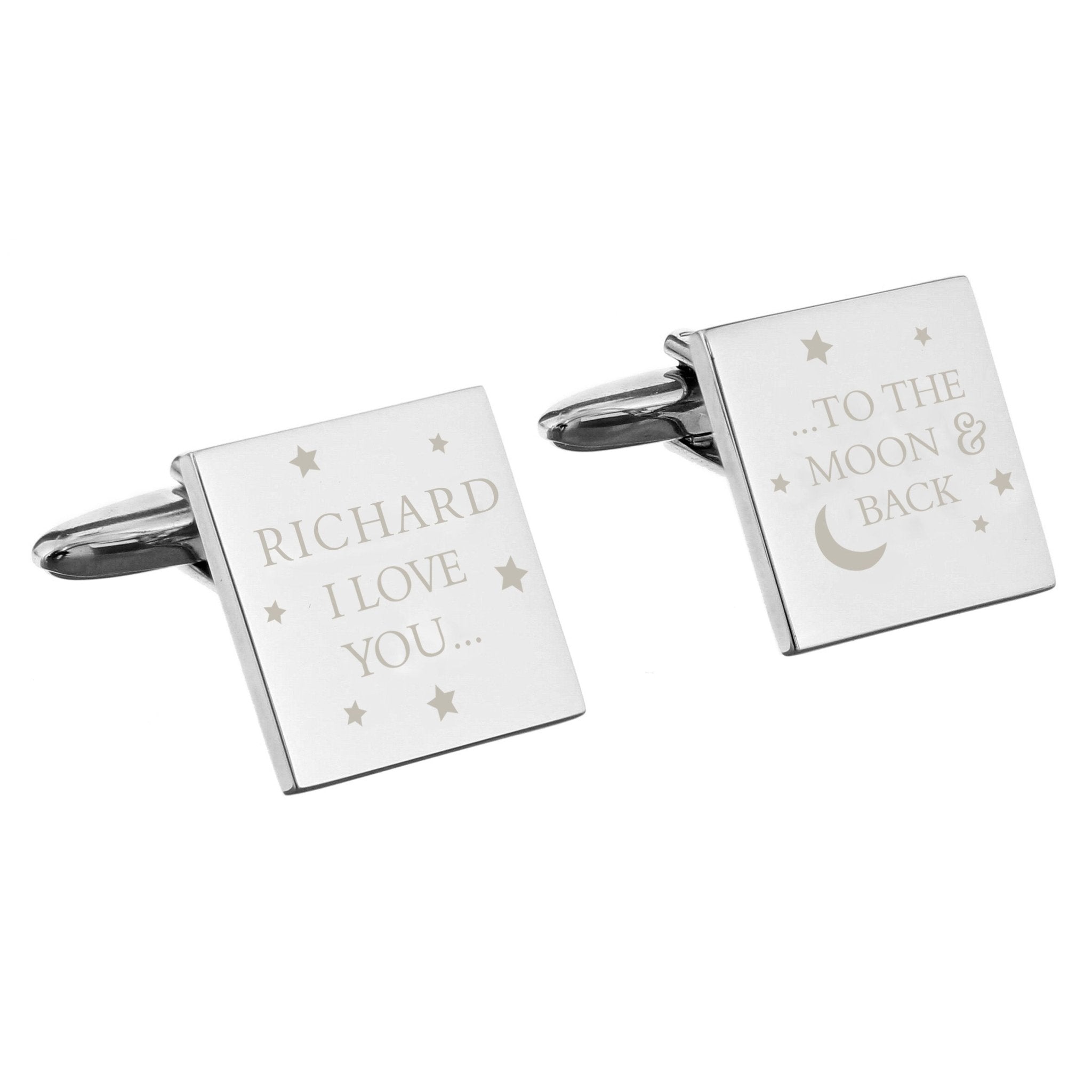 Personalised To the Moon and Back Square Cufflinks | Inspired Creative Gifts | UK Supplier