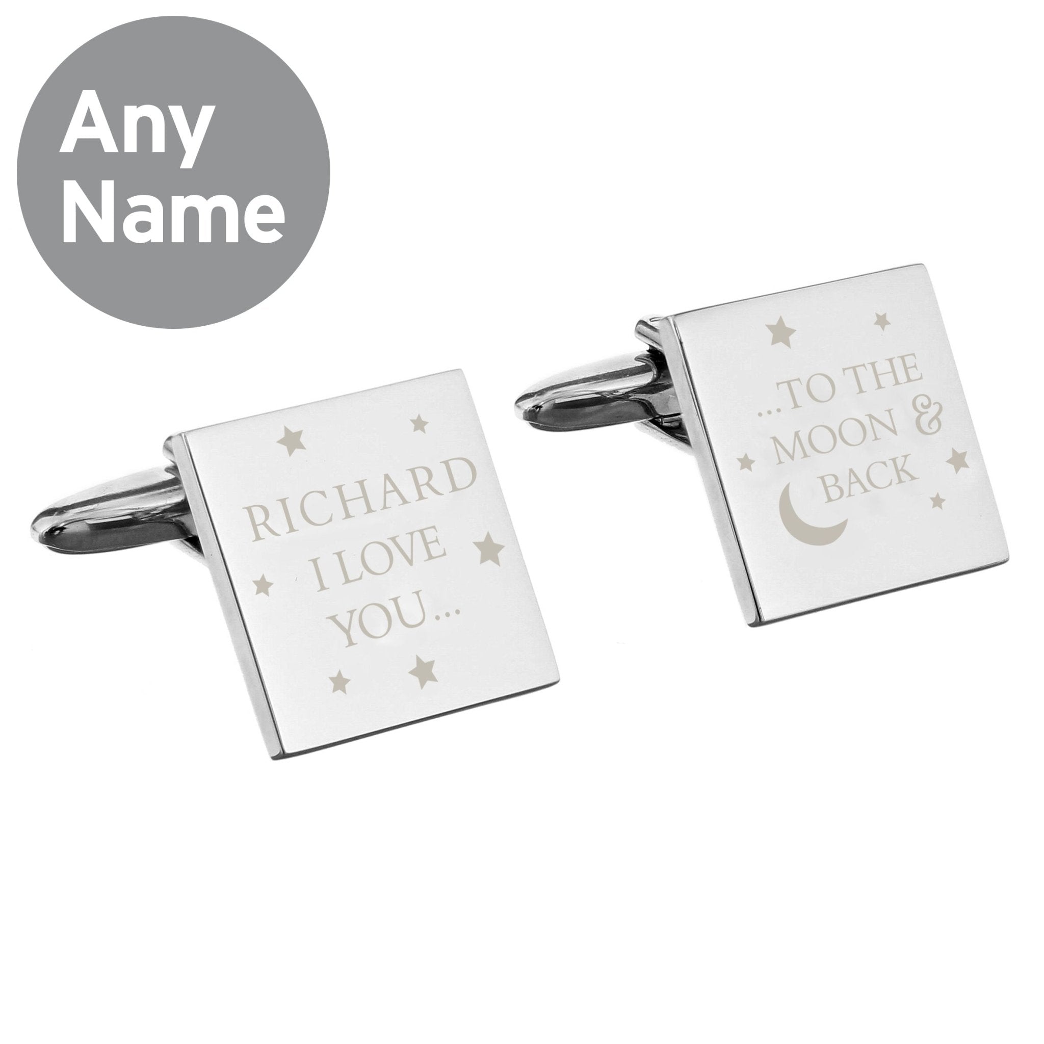 Personalised To the Moon and Back Square Cufflinks | Inspired Creative Gifts | UK Supplier