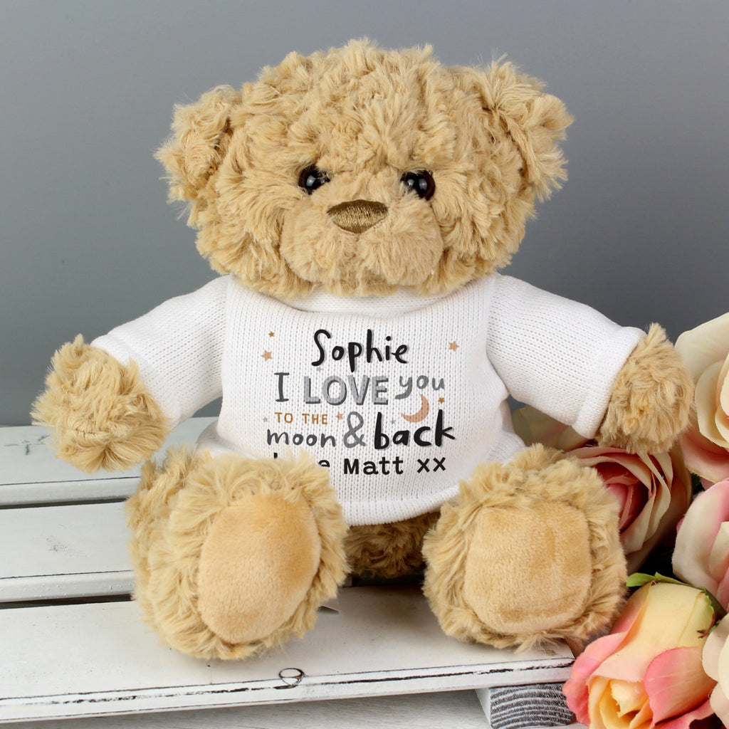 Personalised To the Moon and Back Teddy Bear | Inspired Creative Gifts | UK Supplier
