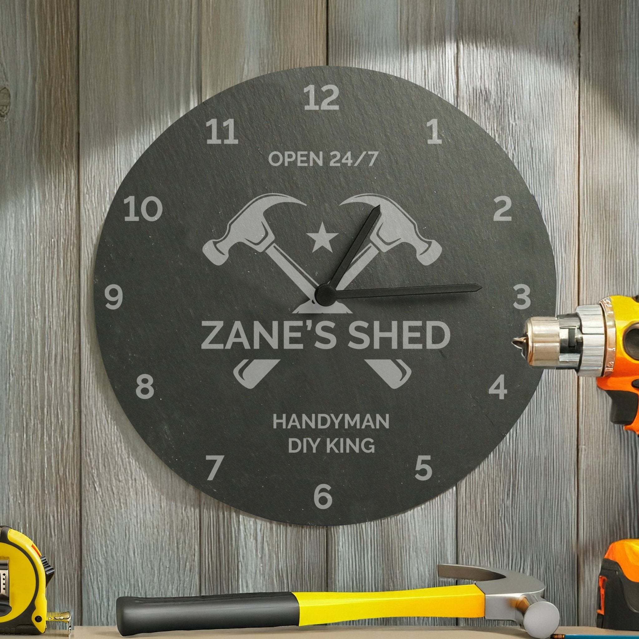 Personalised Tools Slate Clock | Inspired Creative Gifts | UK Supplier