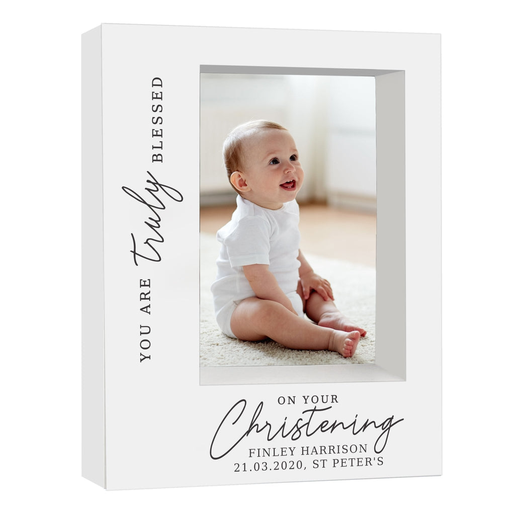 Personalised 'Truly Blessed' Christening 5x7 Box Photo Frame | Inspired Creative Gifts | UK Supplier