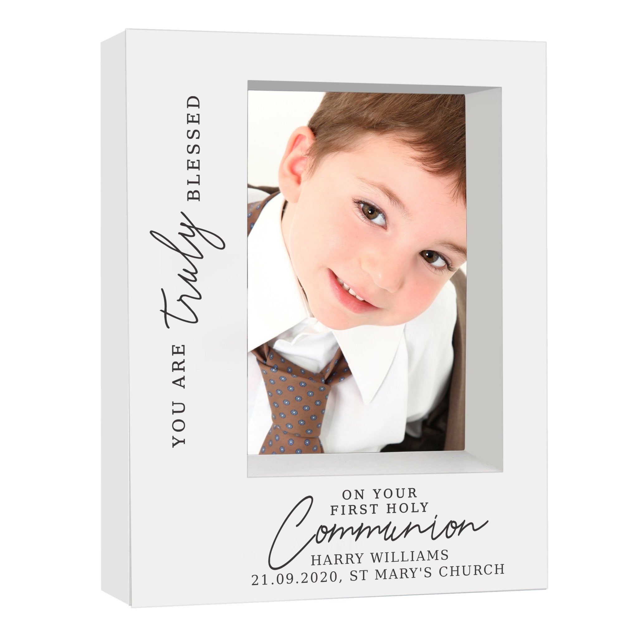 Personalised 'Truly Blessed' First Holy Communion 5x7 Box Photo Frame | Inspired Creative Gifts | UK Supplier