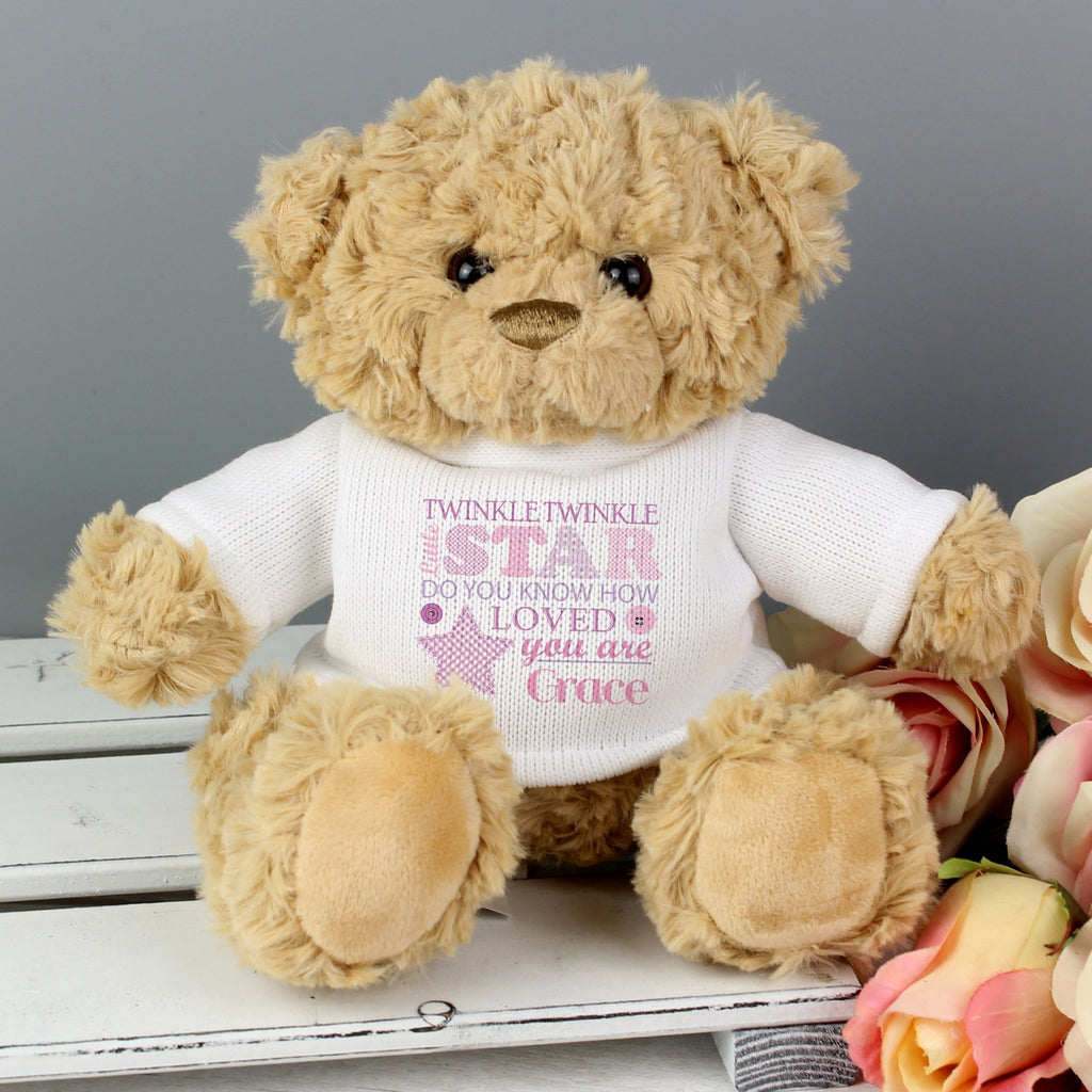 Personalised Twinkle Girls Teddy Bear | Inspired Creative Gifts | UK Supplier