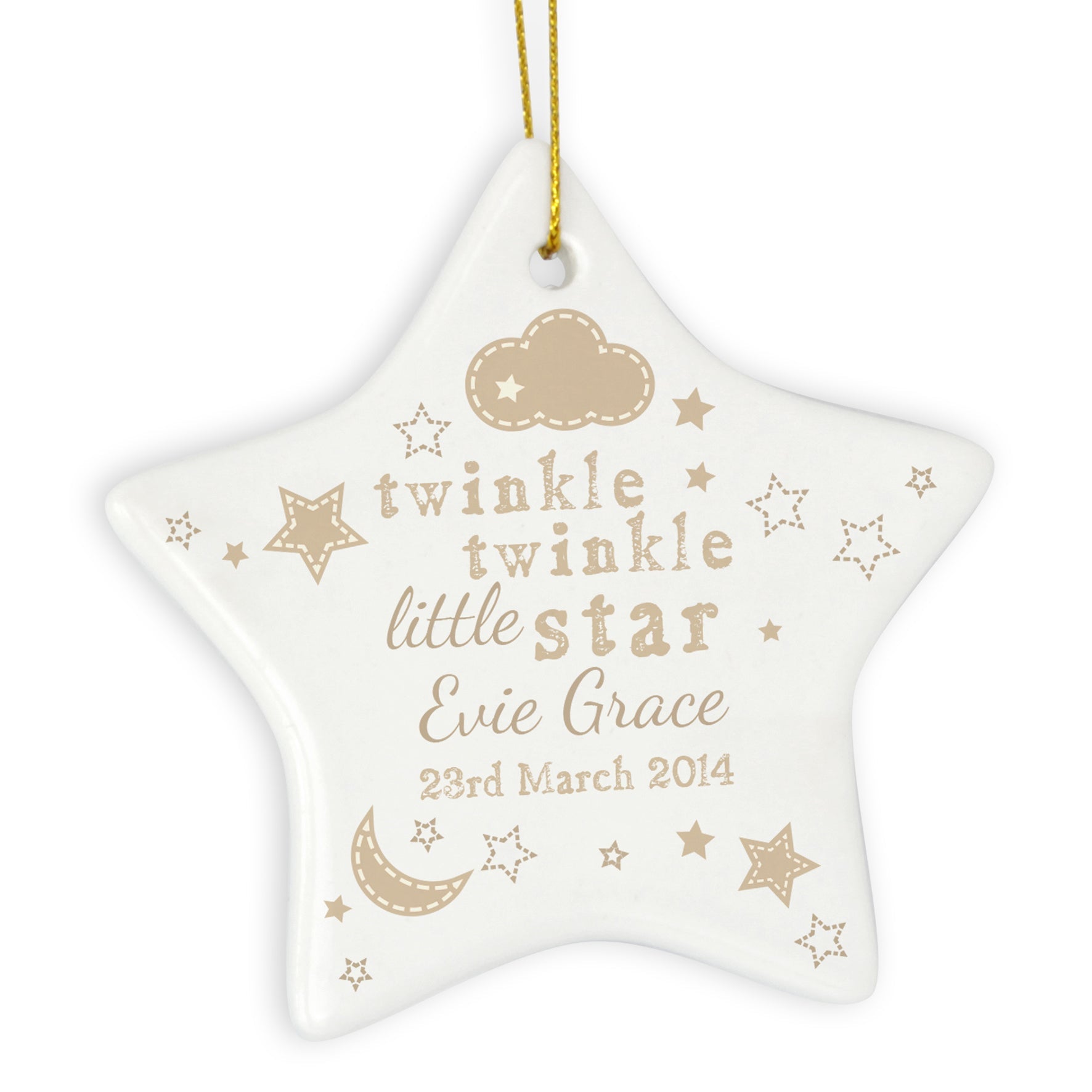 Personalised Twinkle Twinkle Ceramic Star Decoration | Inspired Creative Gifts | UK Supplier