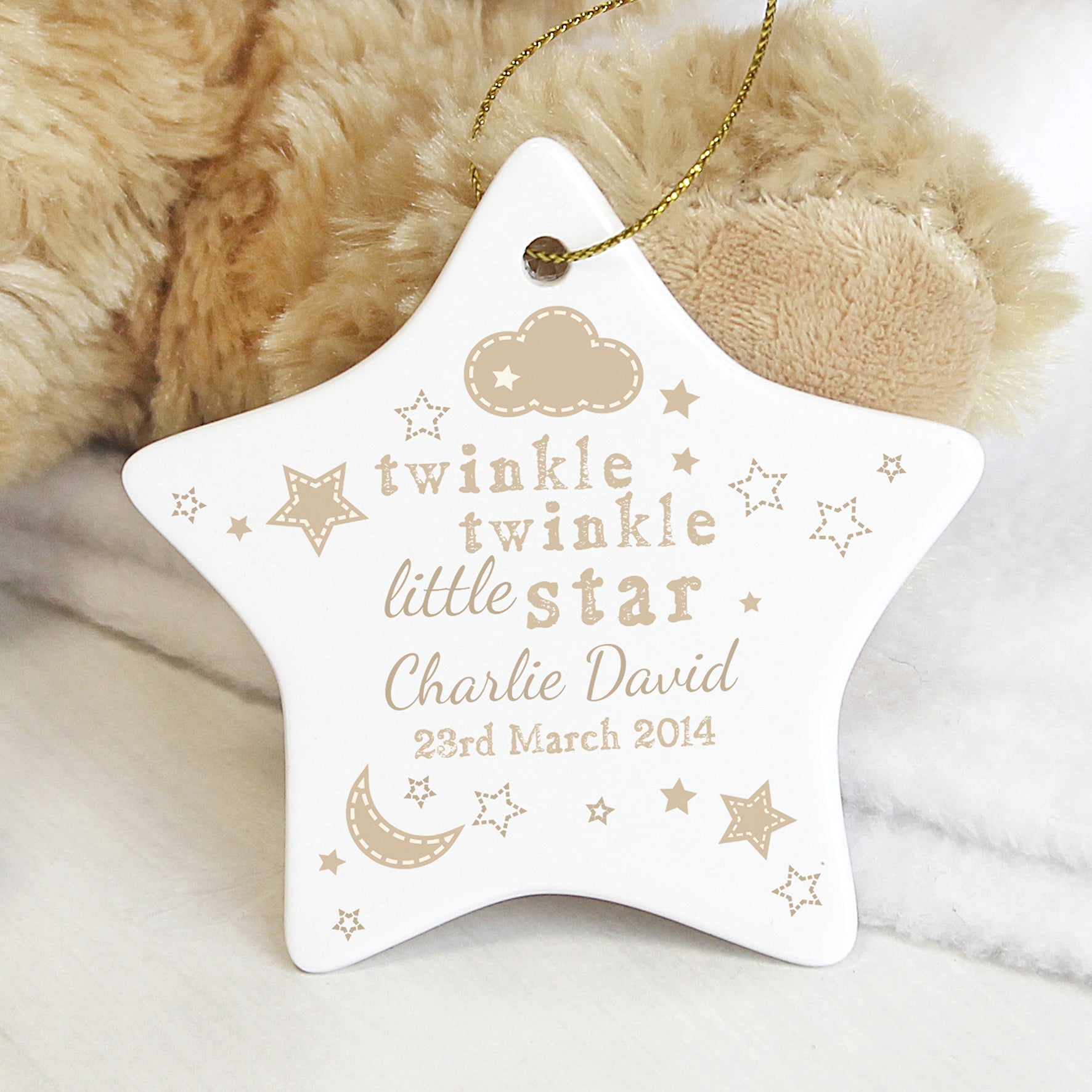 Personalised Twinkle Twinkle Ceramic Star Decoration | Inspired Creative Gifts | UK Supplier