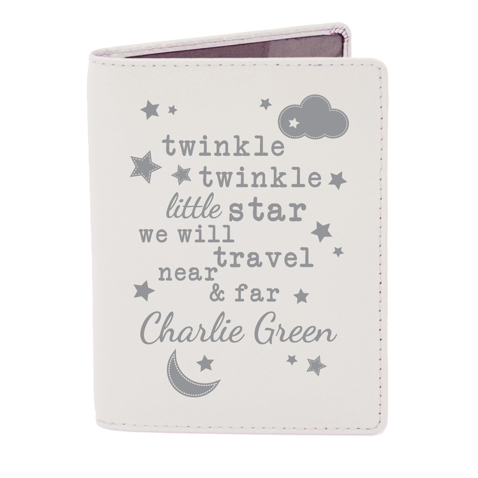 Personalised Twinkle Twinkle Cream Passport Holder | Inspired Creative Gifts | UK Supplier