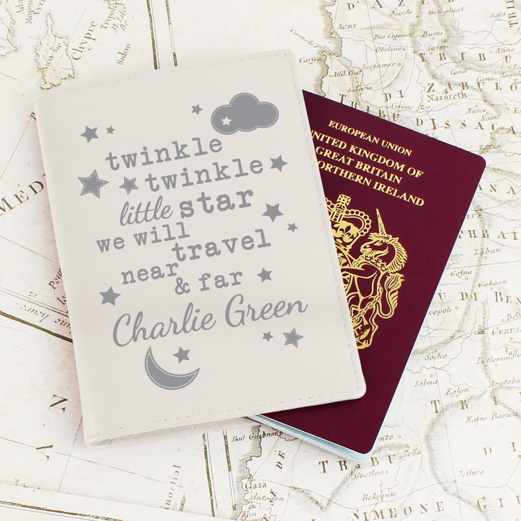Personalised Twinkle Twinkle Cream Passport Holder | Inspired Creative Gifts | UK Supplier