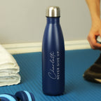 Personalised Two Lines Navy Metal Insulated Drinks Bottle | Inspired Creative Gifts | UK Supplier