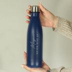 Personalised Two Lines Navy Metal Insulated Drinks Bottle | Inspired Creative Gifts | UK Supplier