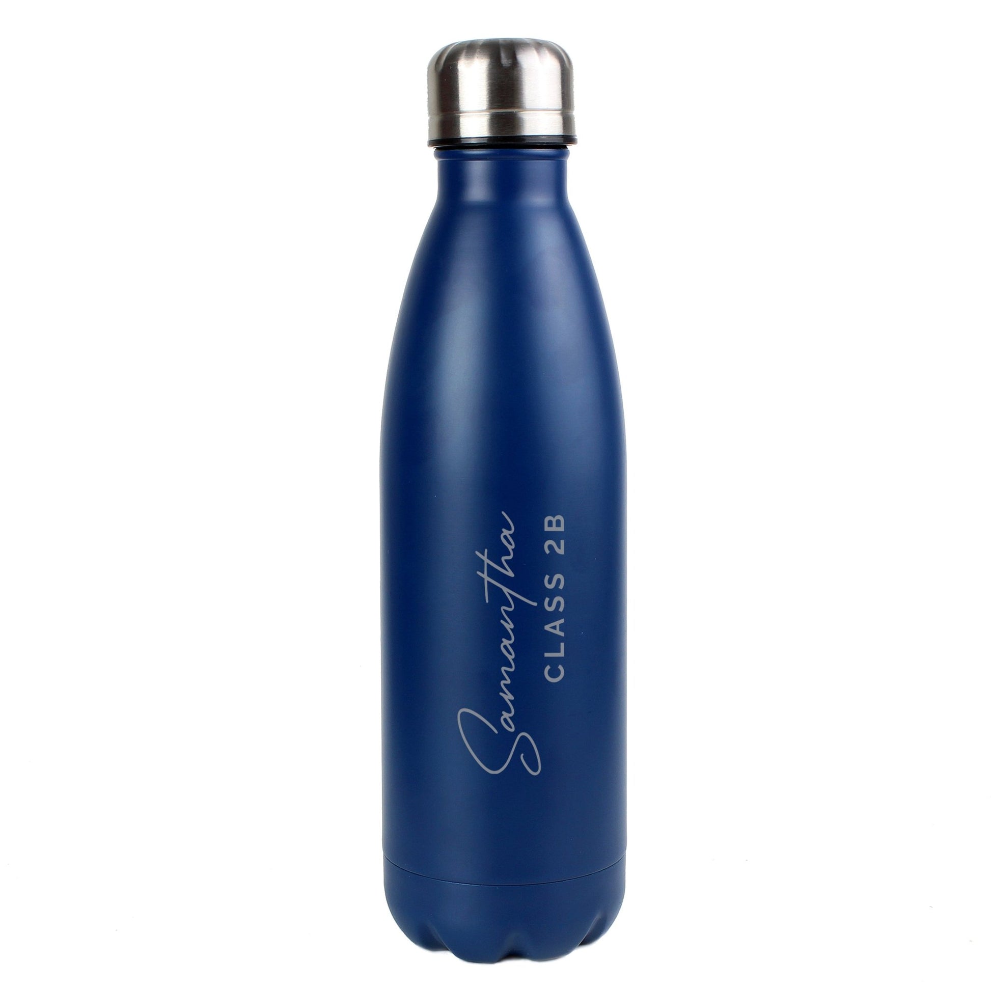 Personalised Two Lines Navy Metal Insulated Drinks Bottle | Inspired Creative Gifts