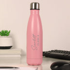 Personalised Two Lines Pink Metal Insulated Drinks Bottle | Inspired Creative Gifts | UK Supplier