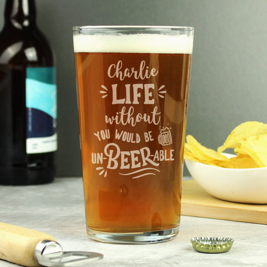 Personalised Un - beer - able Pint Glass | Inspired Creative Gifts | UK Supplier
