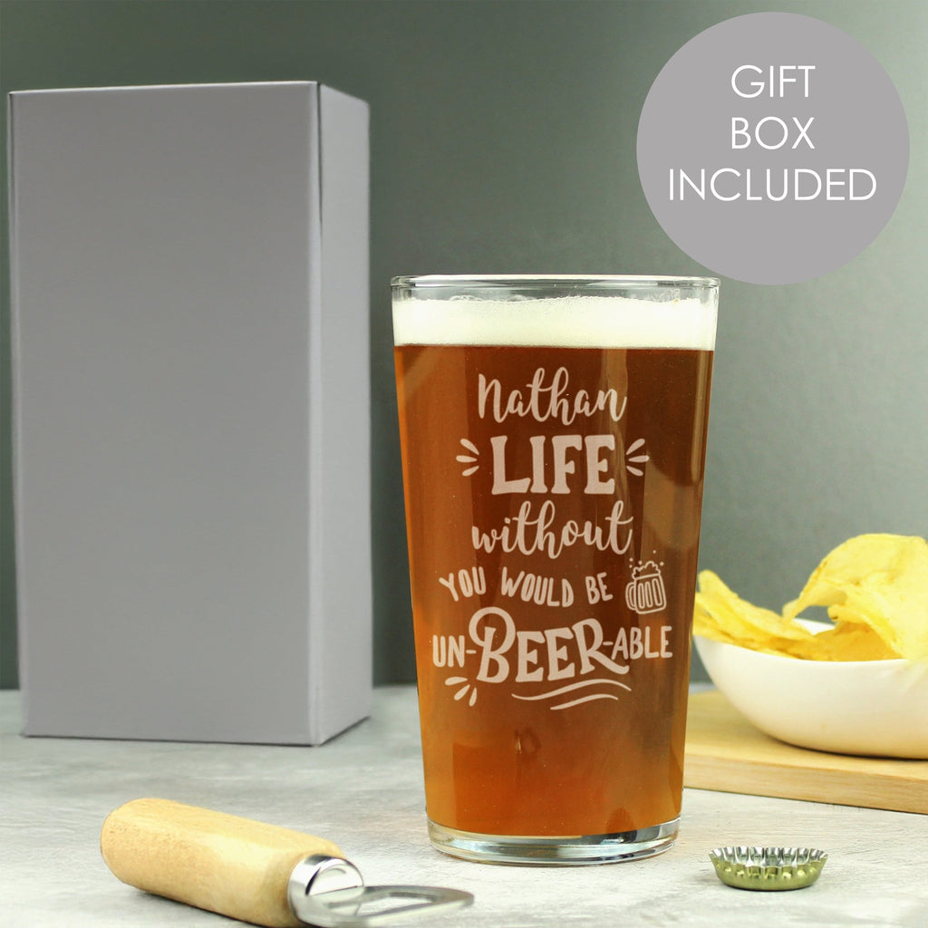 Personalised Un - beer - able Pint Glass | Inspired Creative Gifts | UK Supplier