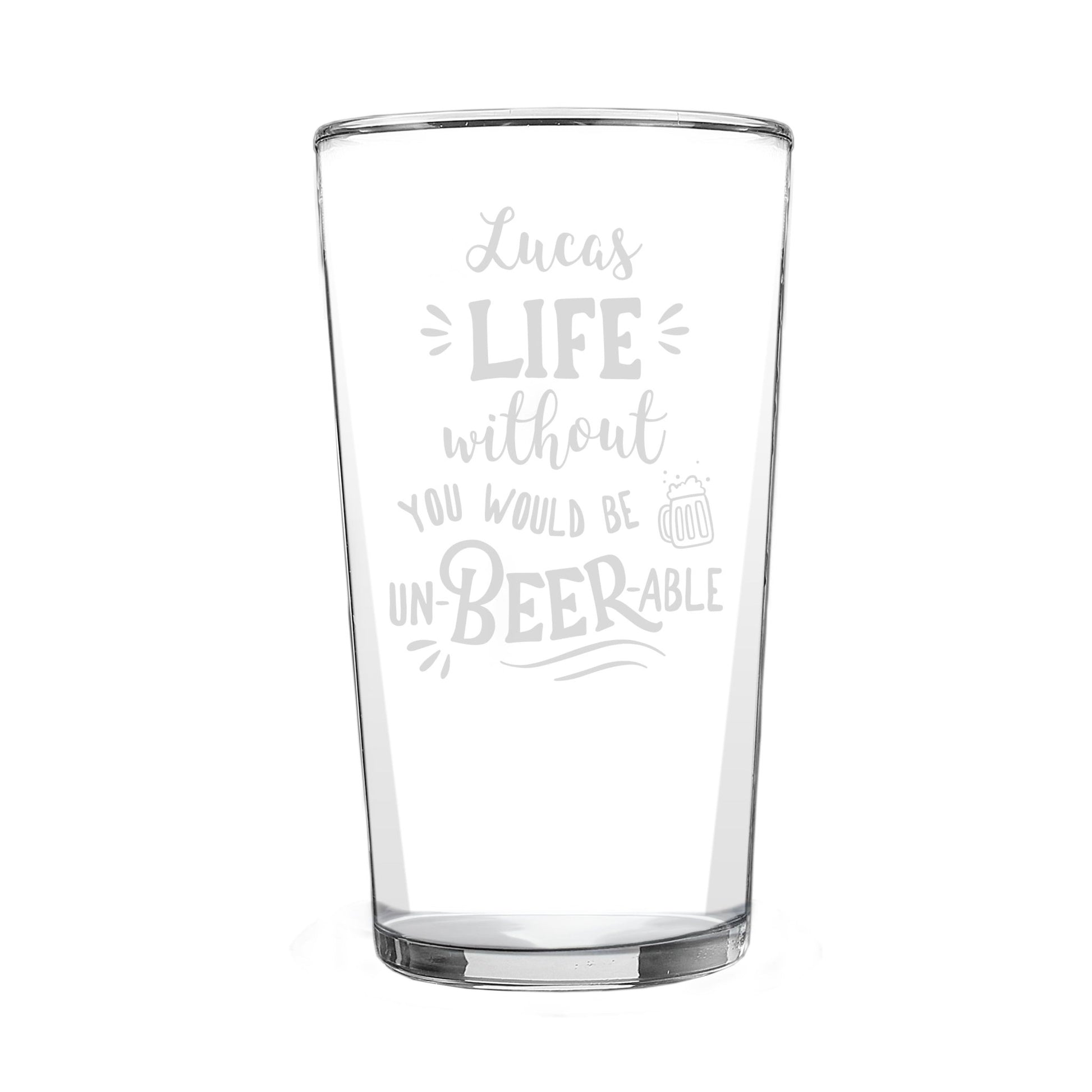 Personalised Un - beer - able Pint Glass | Inspired Creative Gifts | UK Supplier