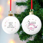 Custom Unicorn Bauble - Unique Personalised Ornament | Inspired Creative Gifts | UK Supplier