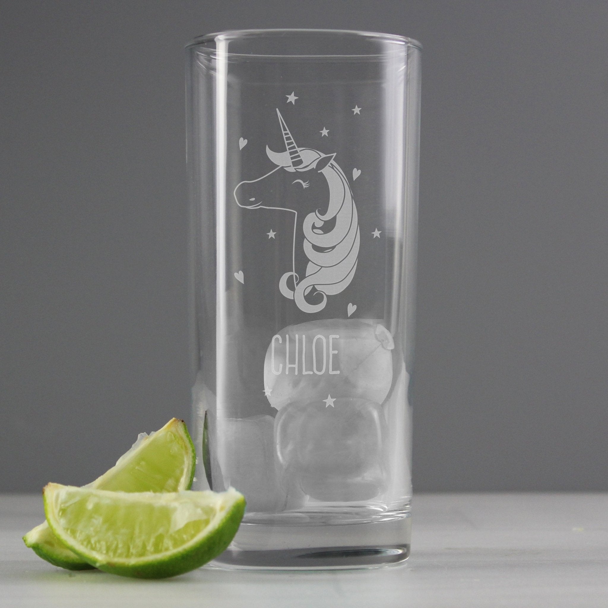 Personalised Unicorn Engraved Hi Ball Glass | Inspired Creative Gifts | UK Supplier
