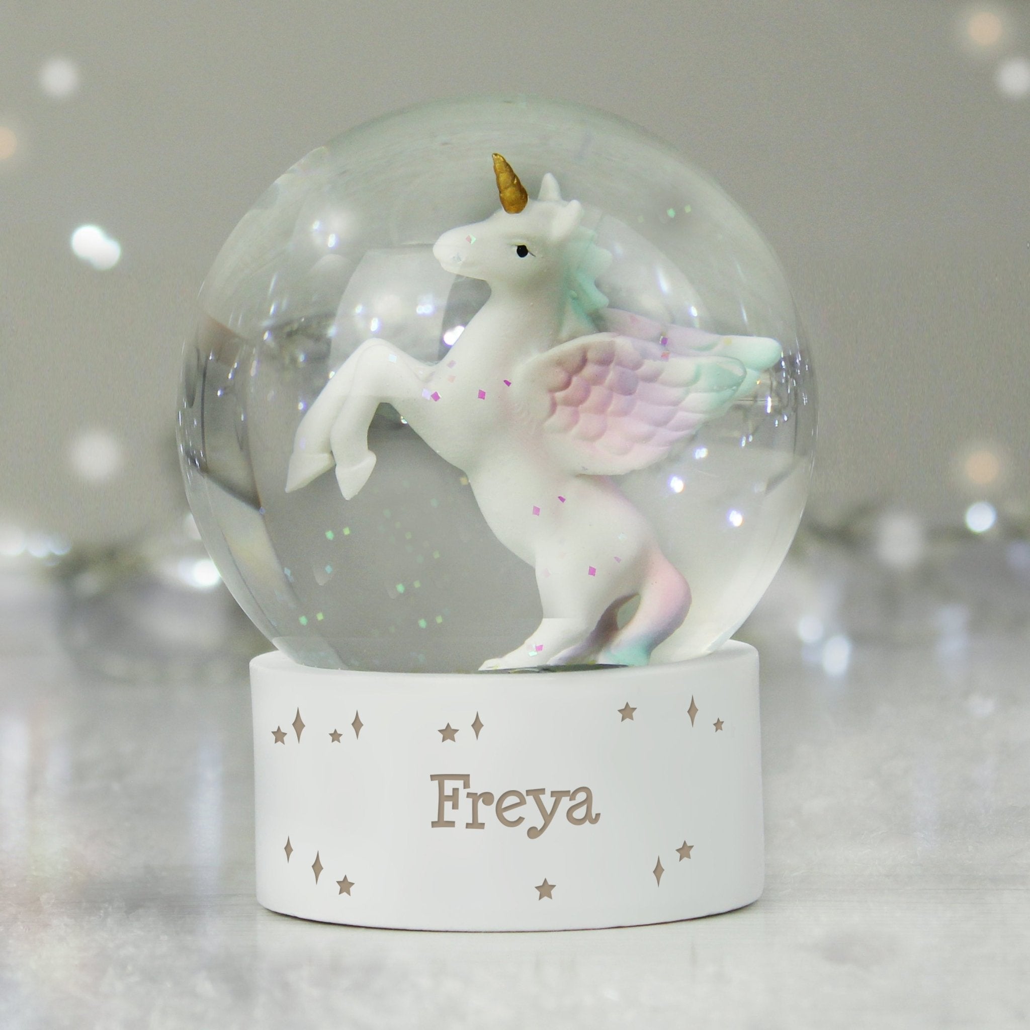 Personalised Unicorn Name Snow Globe | Inspired Creative Gifts | UK Supplier