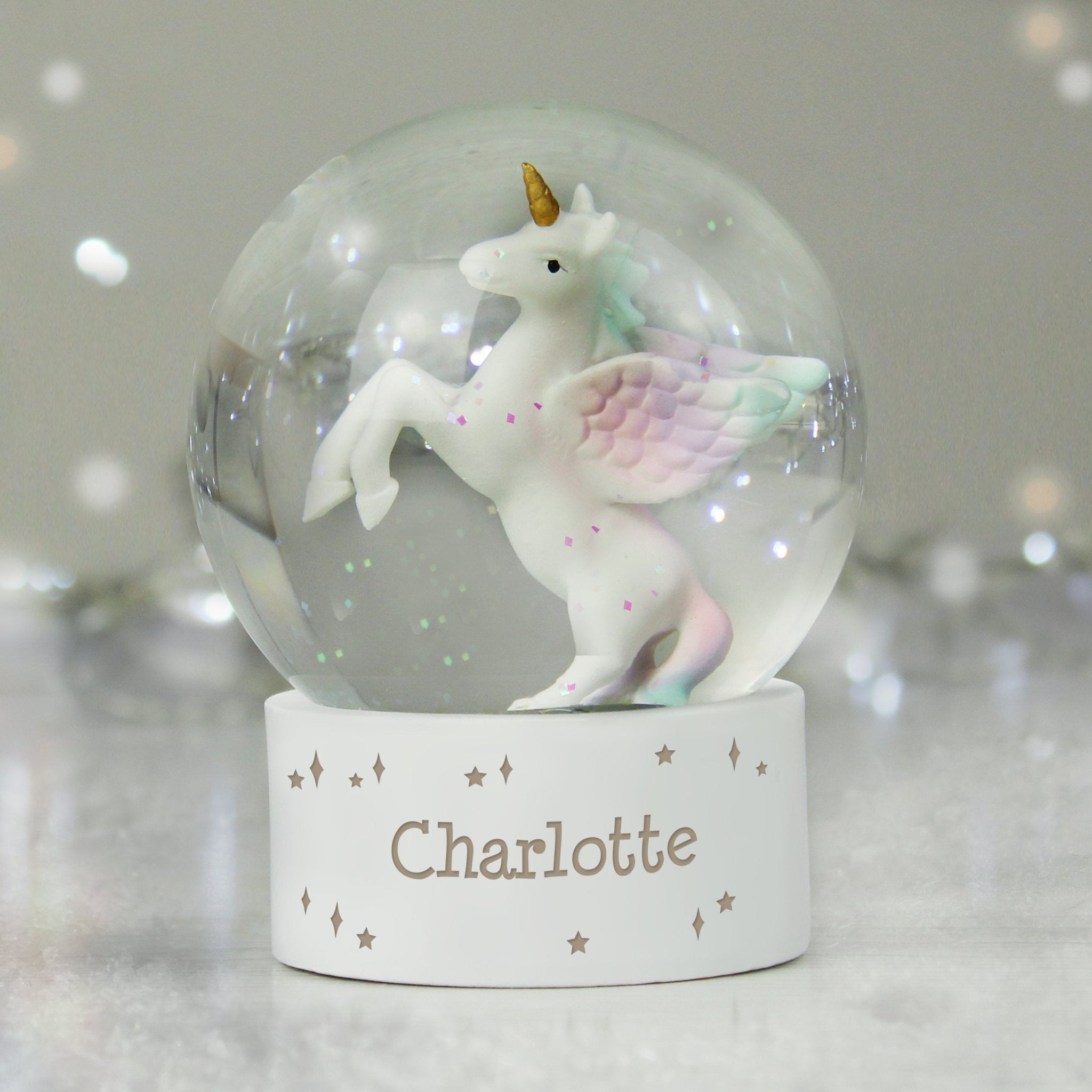 Personalised Unicorn Name Snow Globe | Inspired Creative Gifts | UK Supplier