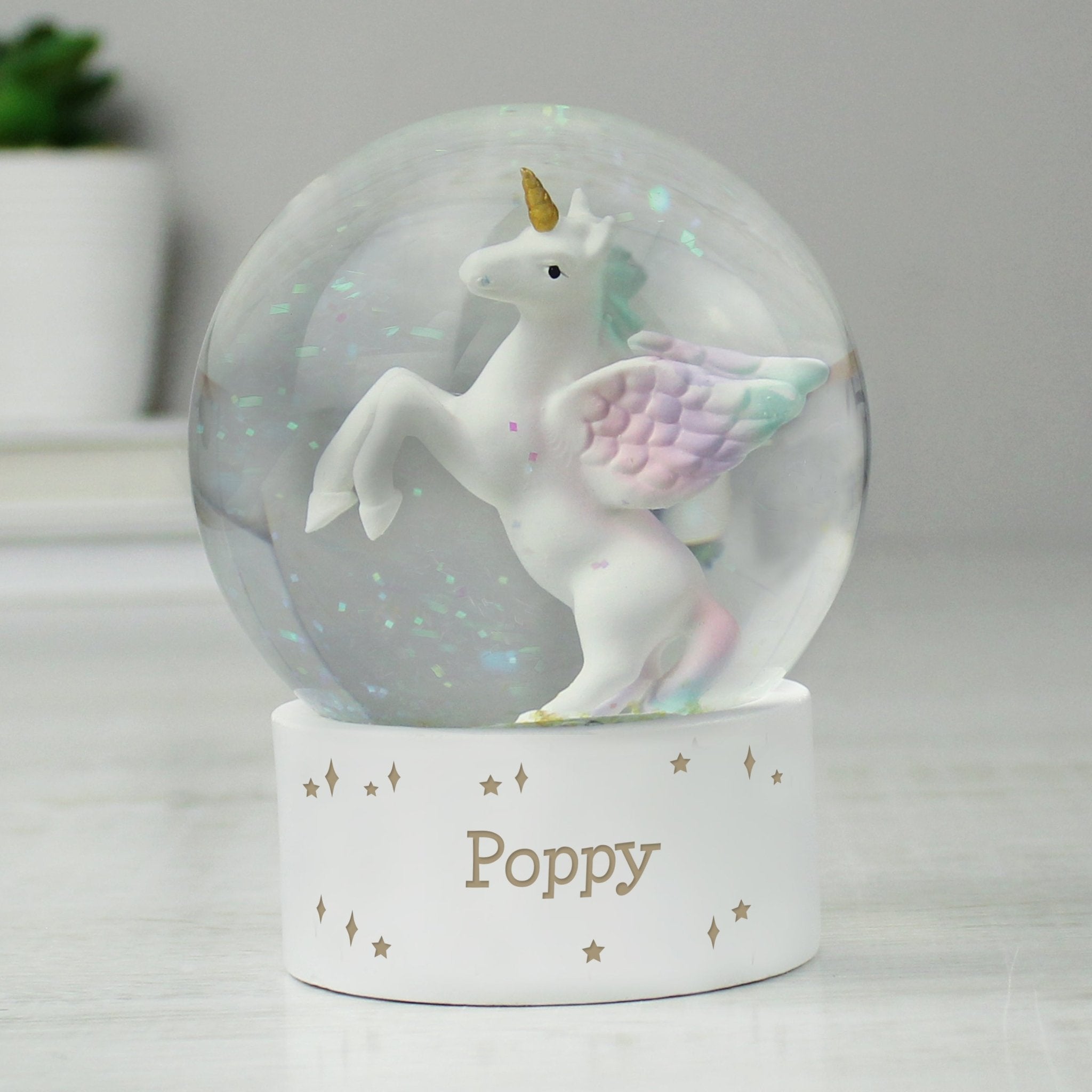 Personalised Unicorn Name Snow Globe | Inspired Creative Gifts | UK Supplier