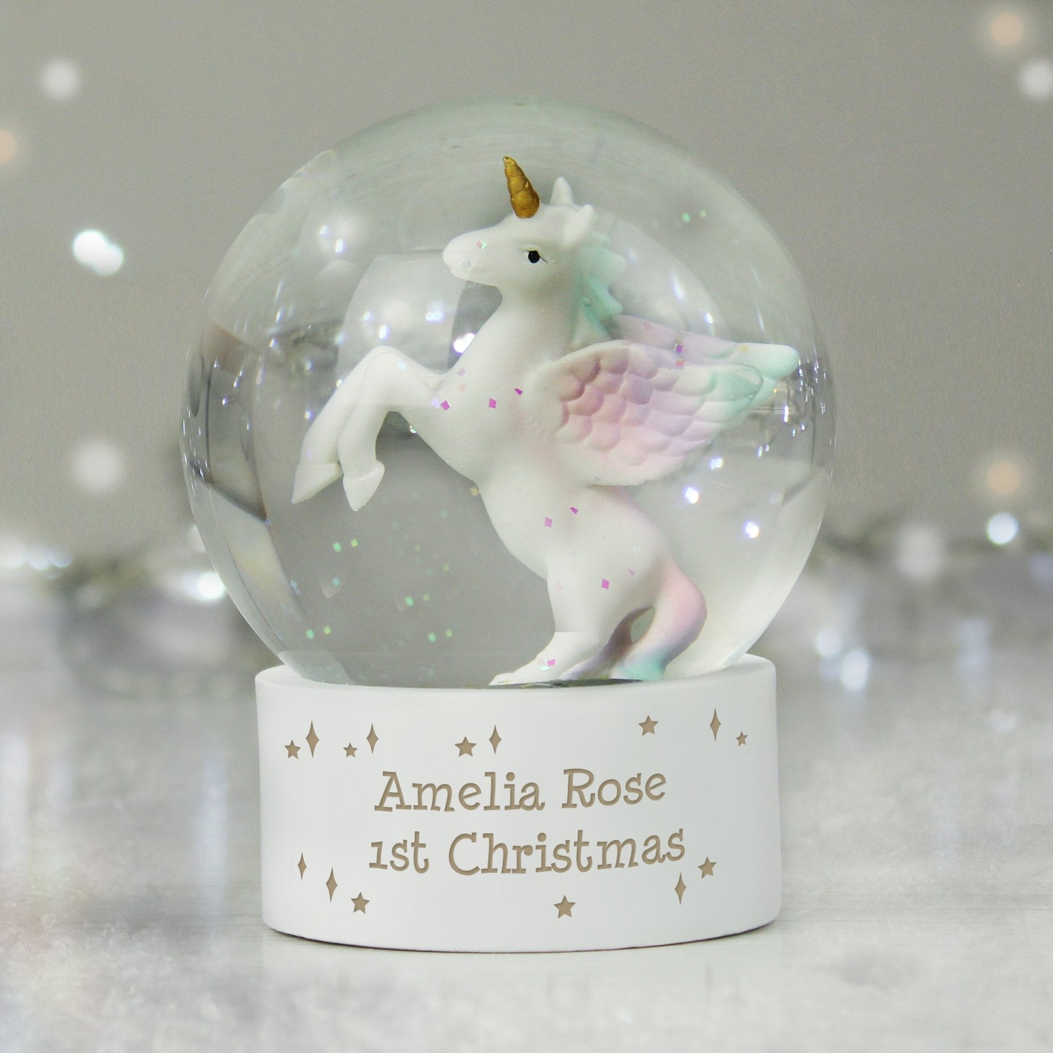 Personalised Unicorn Snow Globe | Inspired Creative Gifts | UK Supplier