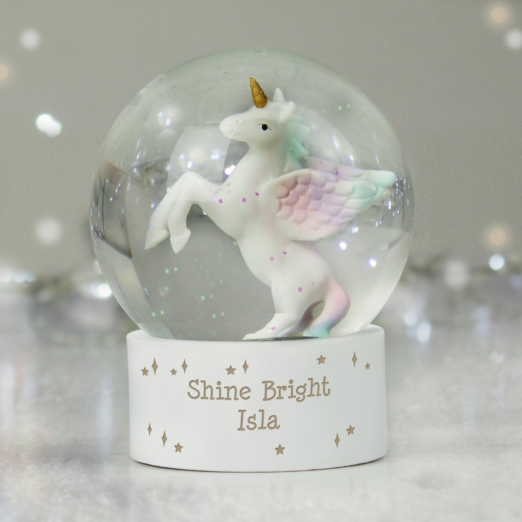 Personalised Unicorn Snow Globe | Inspired Creative Gifts | UK Supplier