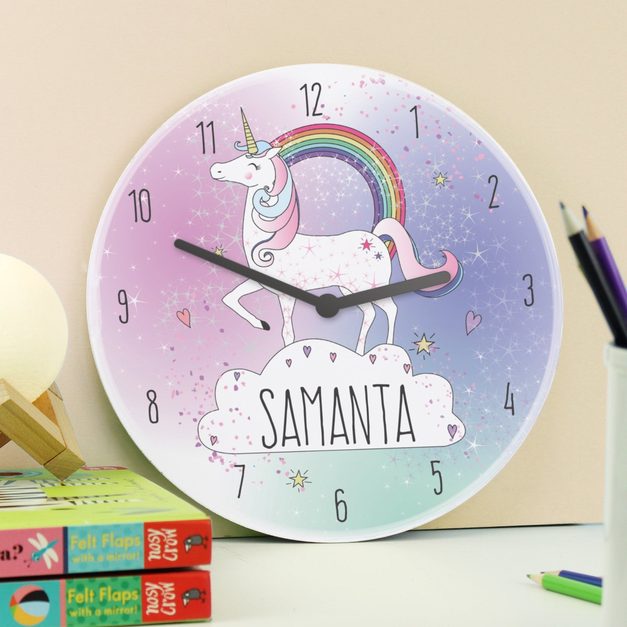 Personalised Unicorn Wooden Clock | Inspired Creative Gifts | UK Supplier