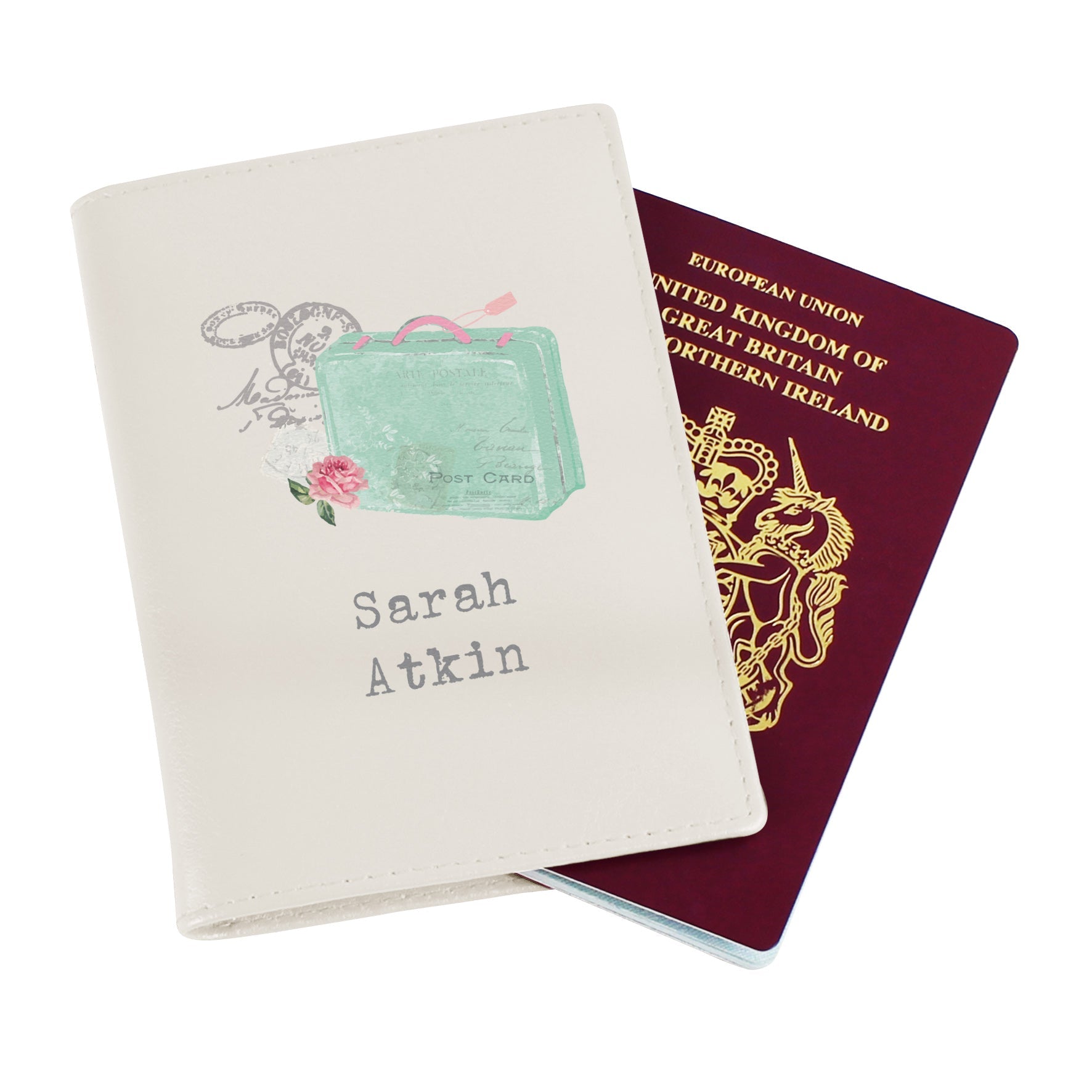 Personalised Vintage Pastel Travel Cream Passport Holder | Inspired Creative Gifts | UK Supplier