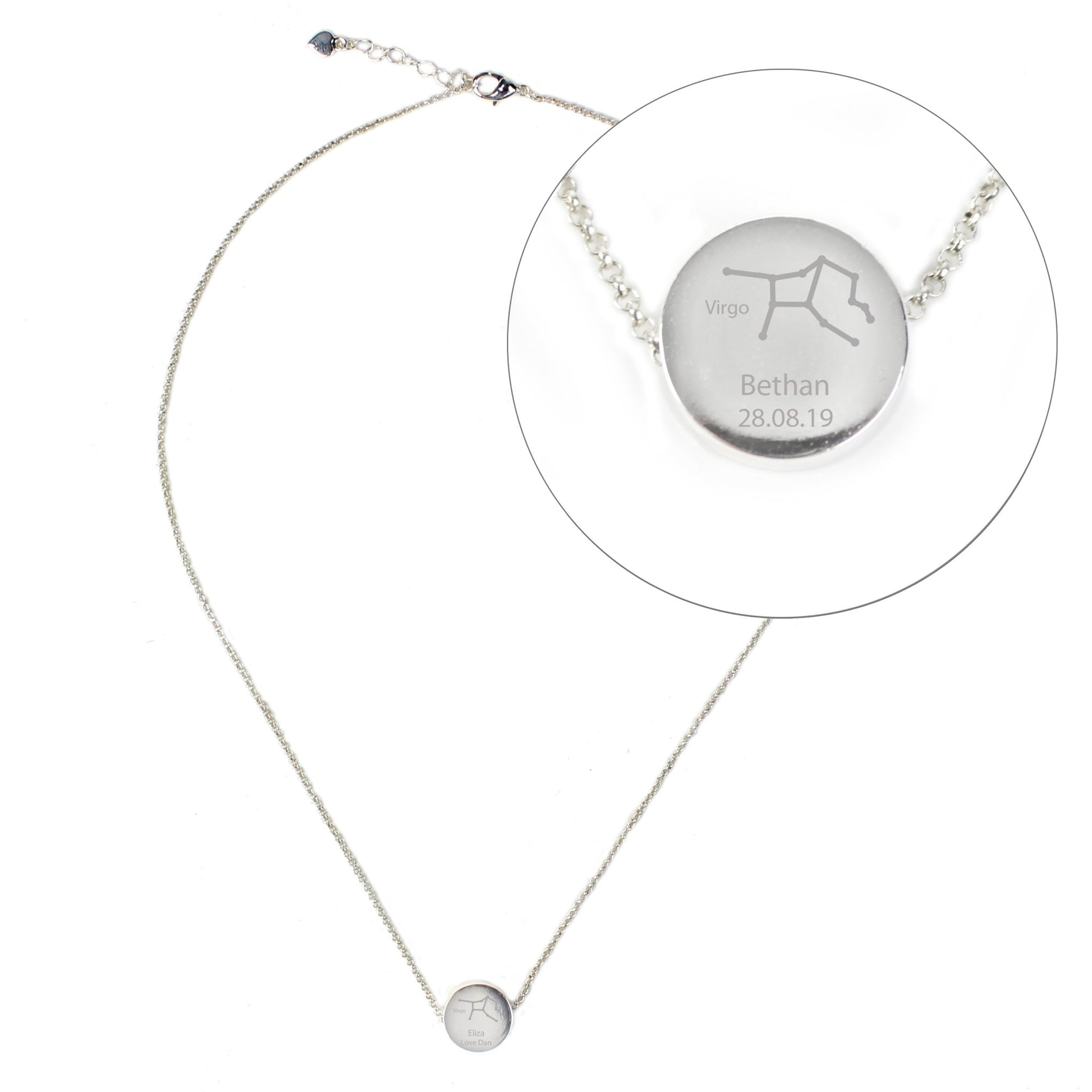 Personalised Virgo Zodiac Star Sign Silver Tone Necklace (August 23rd - September 22nd) | Inspired Creative Gifts | UK Supplier