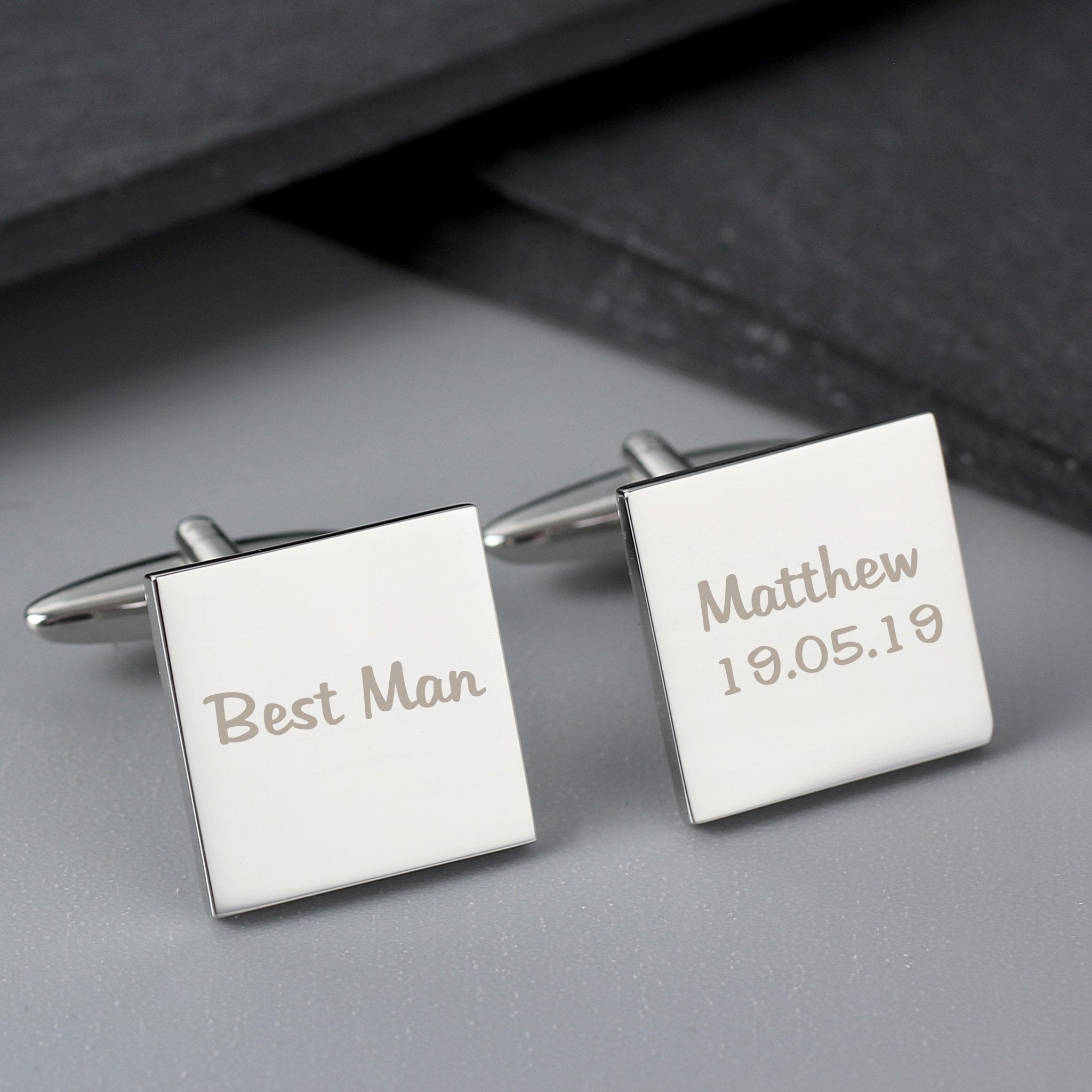 Personalised Wedding Role Square Cufflinks - 1 line | Inspired Creative Gifts | UK Supplier