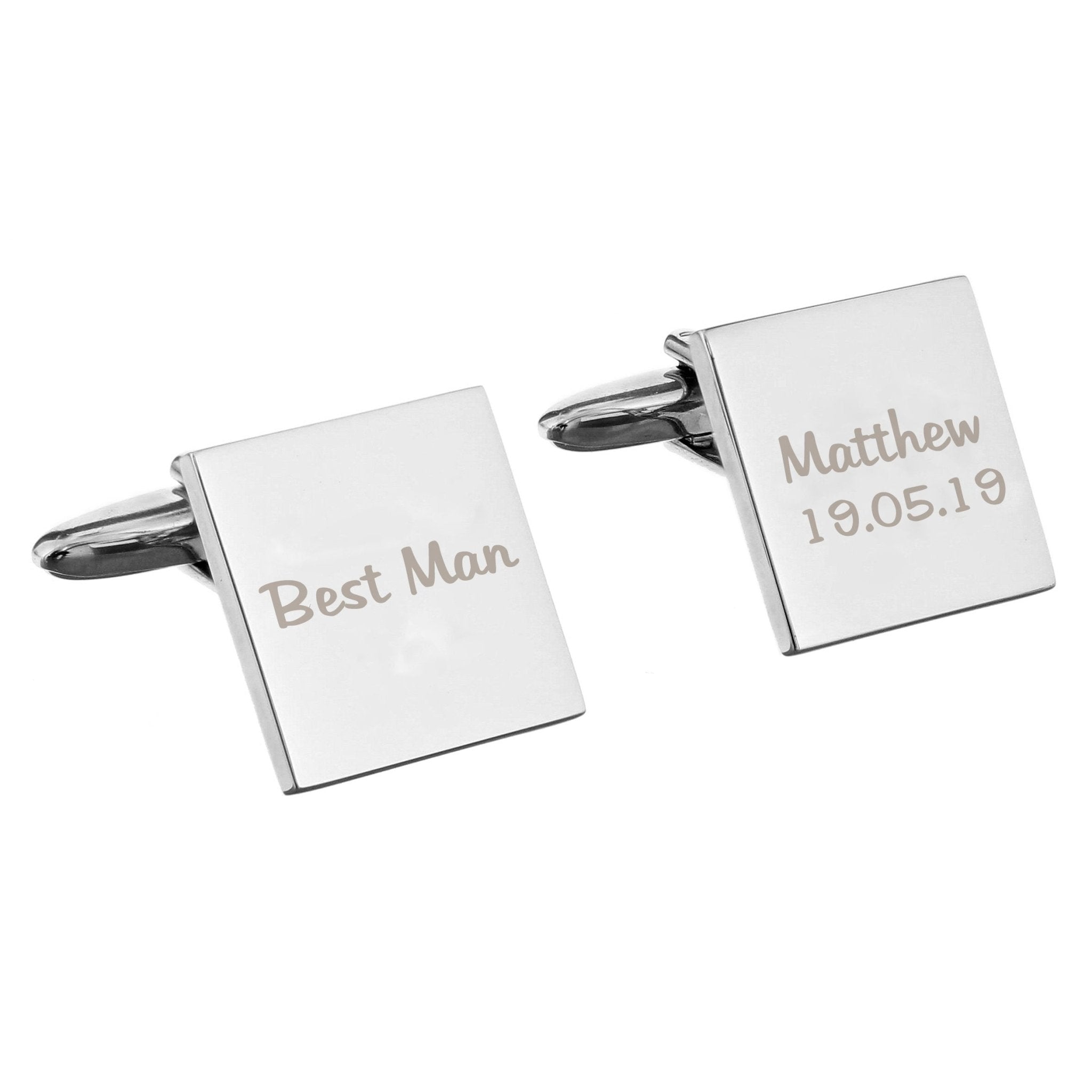 Personalised Wedding Role Square Cufflinks - 1 line | Inspired Creative Gifts | UK Supplier