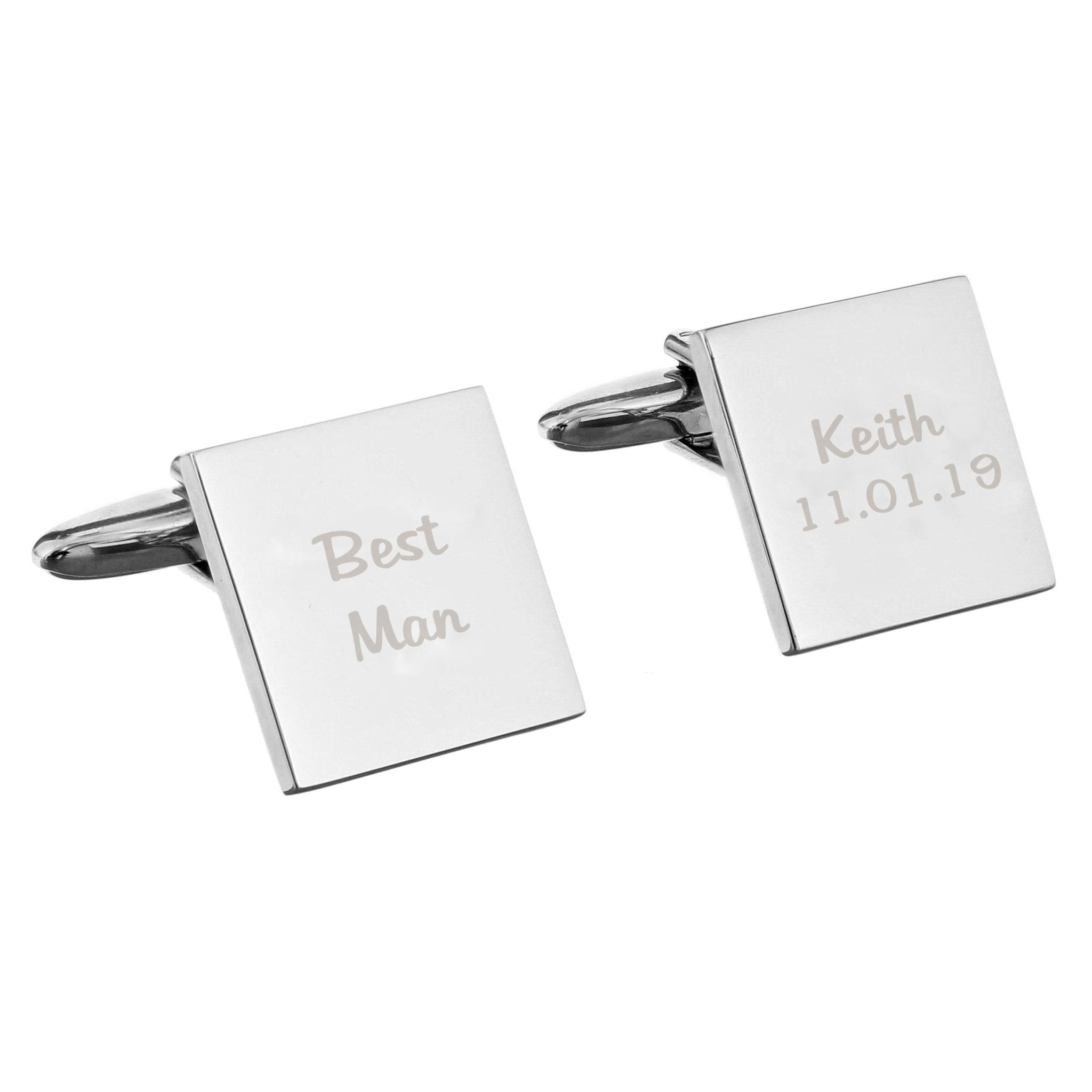 Personalised Wedding Role Square Cufflinks - 2 line | Inspired Creative Gifts | UK Supplier