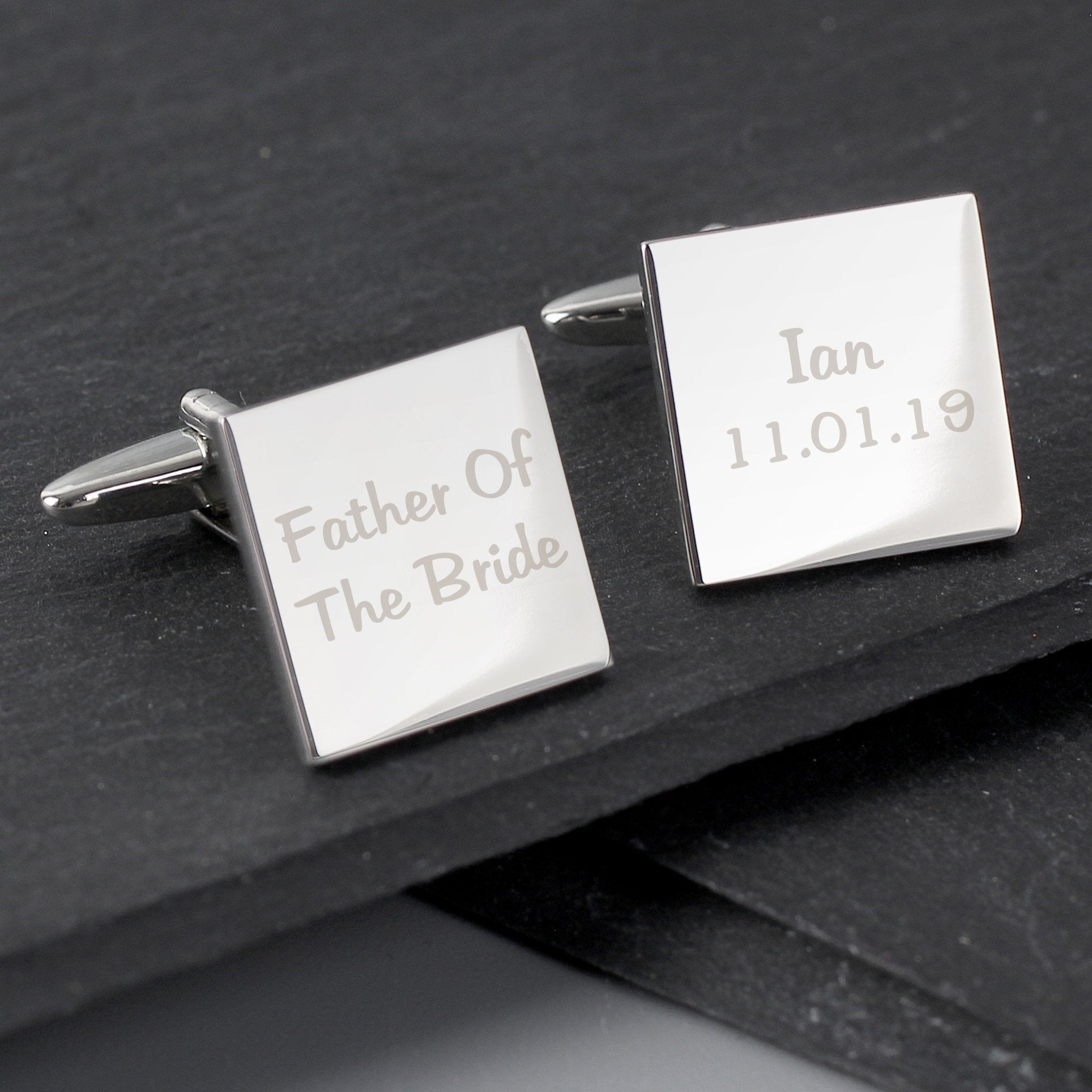 Personalised Wedding Role Square Cufflinks - 2 line | Inspired Creative Gifts | UK Supplier