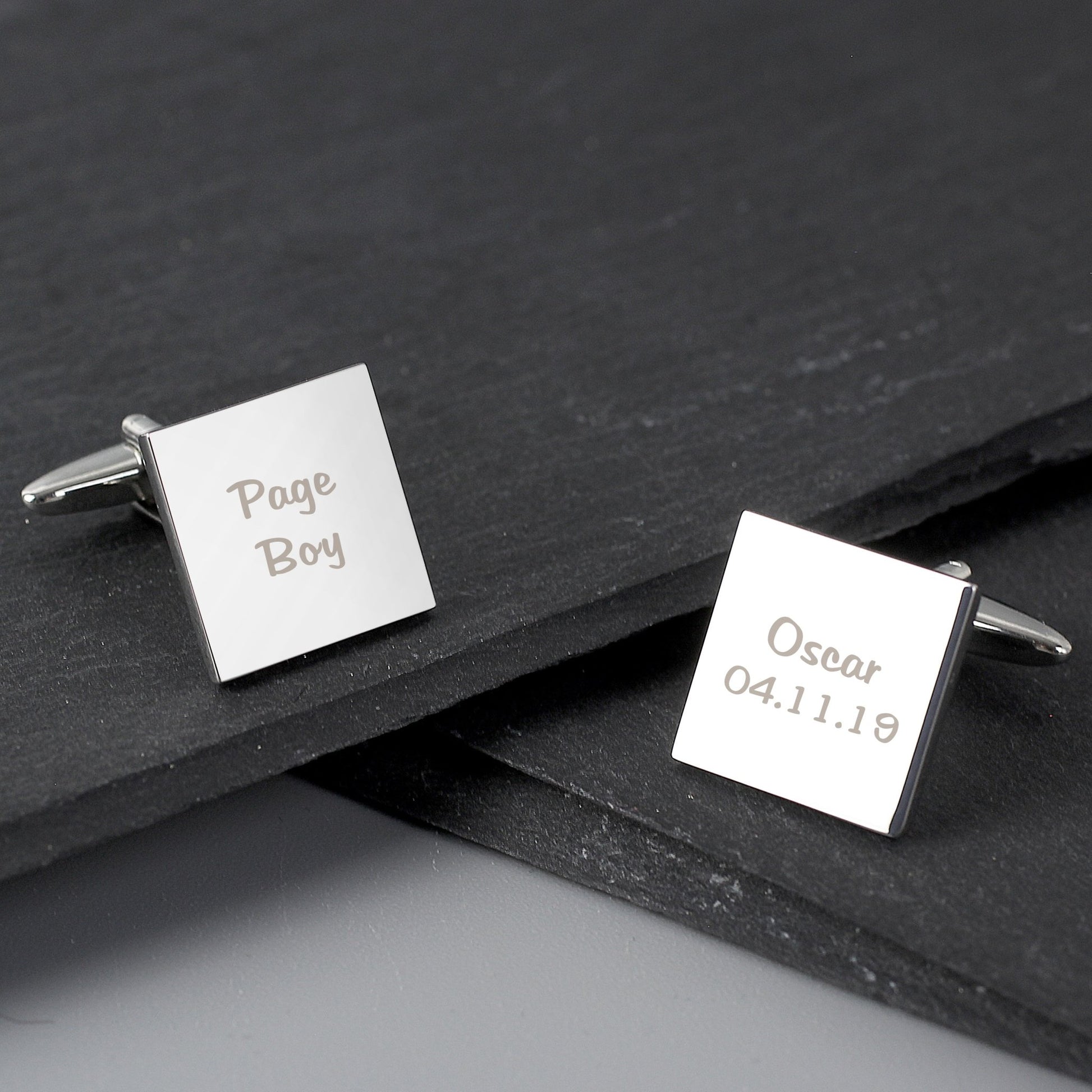 Personalised Wedding Role Square Cufflinks - 2 line | Inspired Creative Gifts | UK Supplier