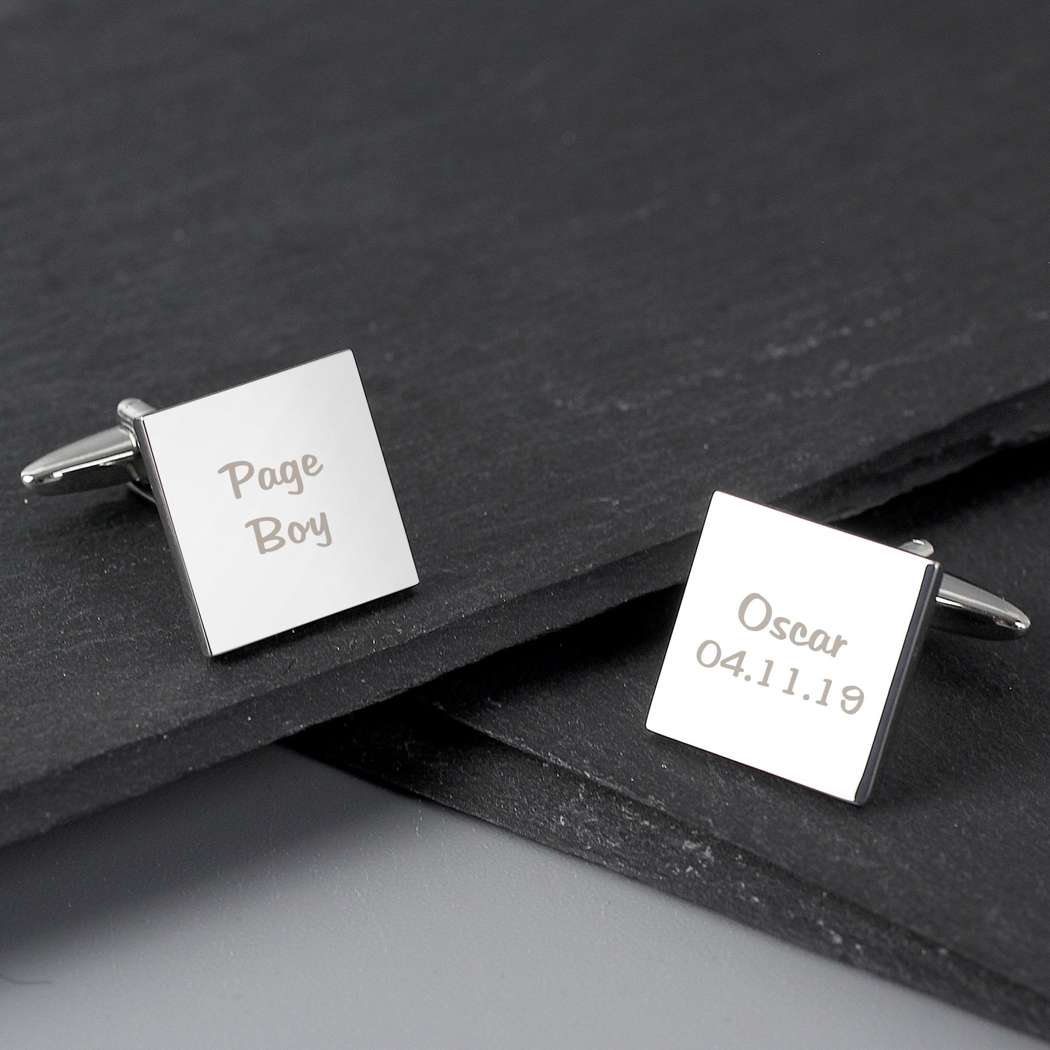Personalised Wedding Role Square Cufflinks - 2 line | Inspired Creative Gifts | UK Supplier