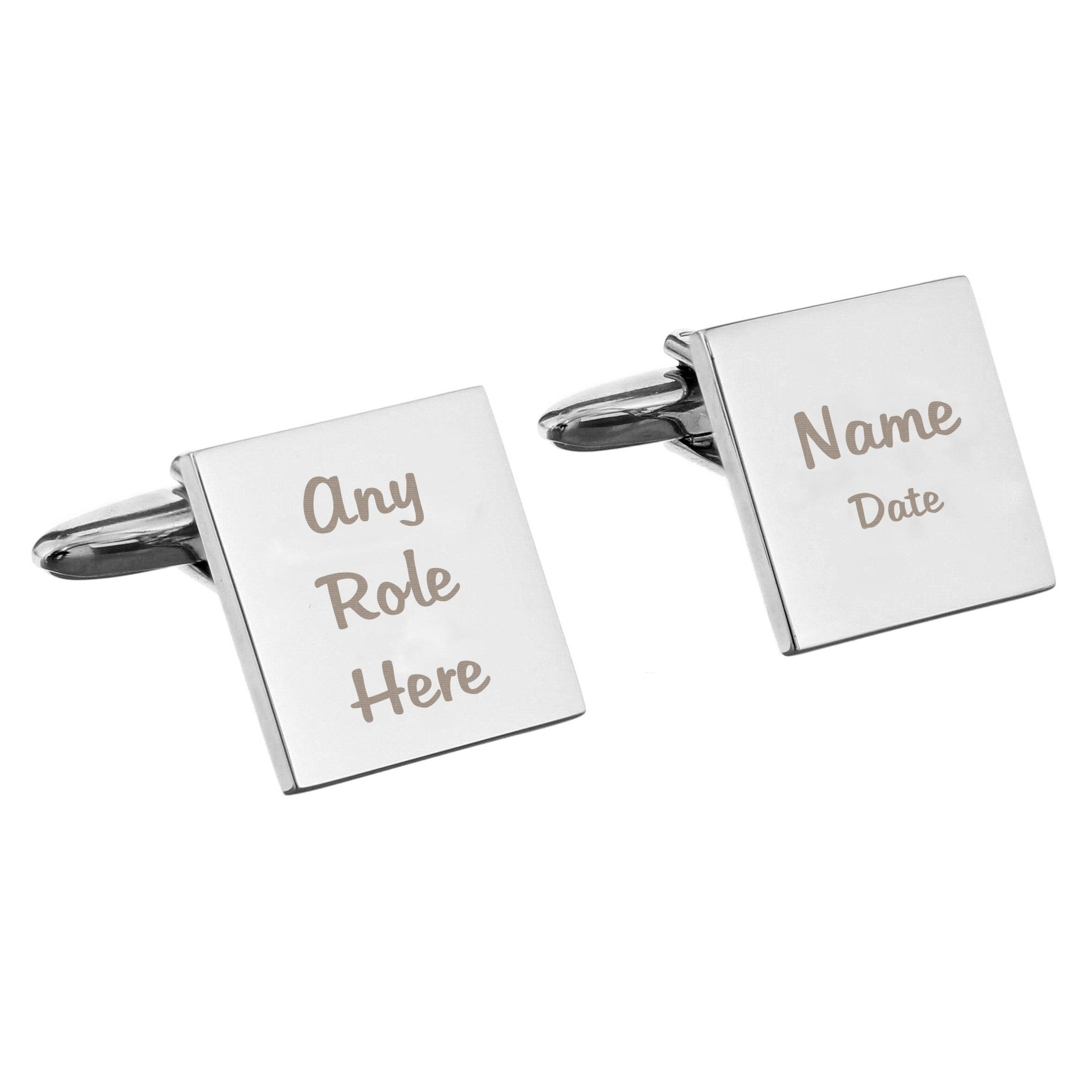 Personalised Wedding Role Square Cufflinks - 3 lines | Inspired Creative Gifts | UK Supplier