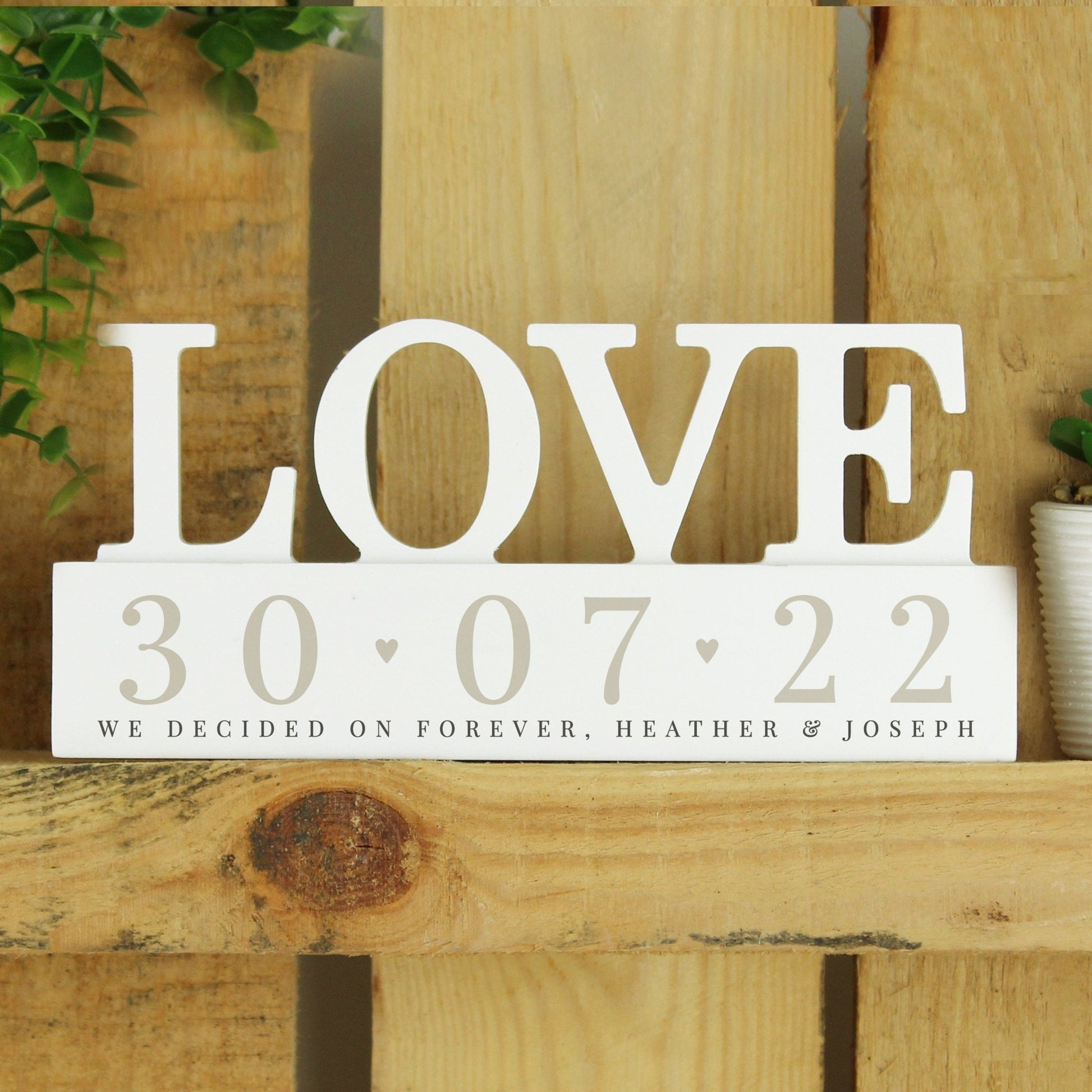 Personalised Wedding| Valentine | Anniversary Big Date Wooden Love Ornament | Inspired Creative Gifts | UK Supplier