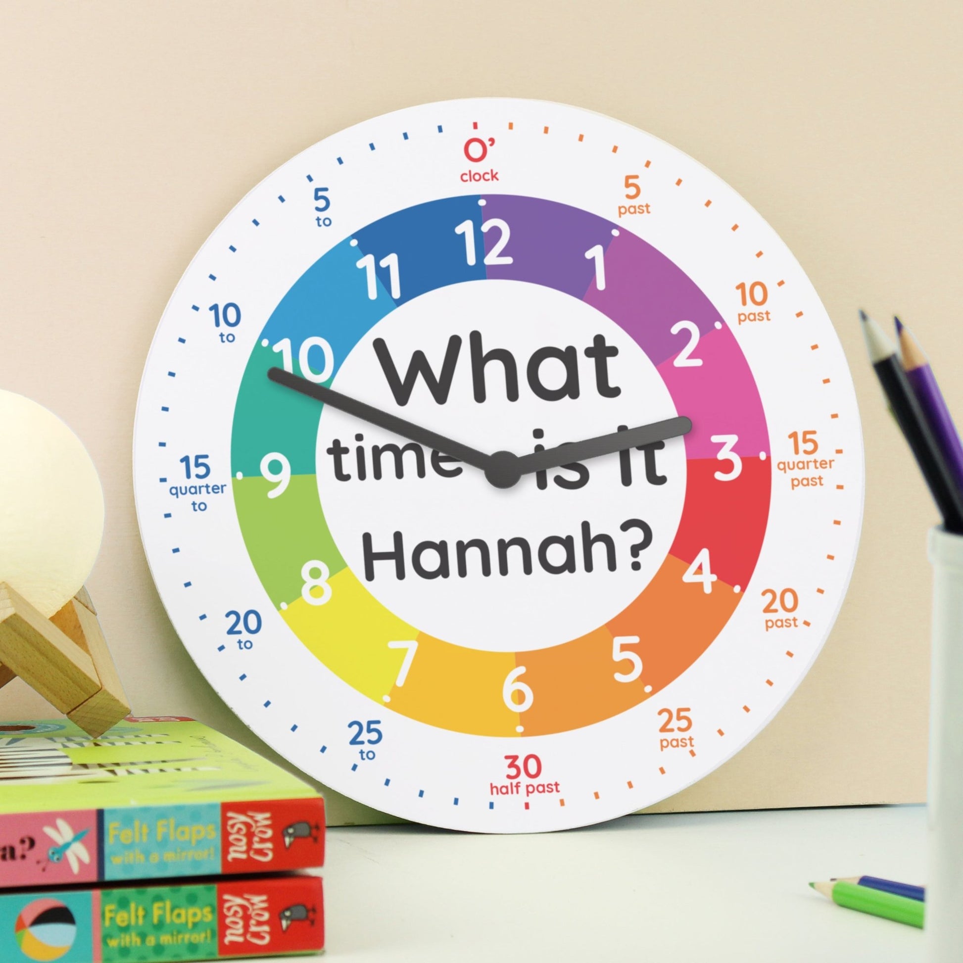 Personalised What Time Is It? Wooden Clock | Inspired Creative Gifts | UK Supplier