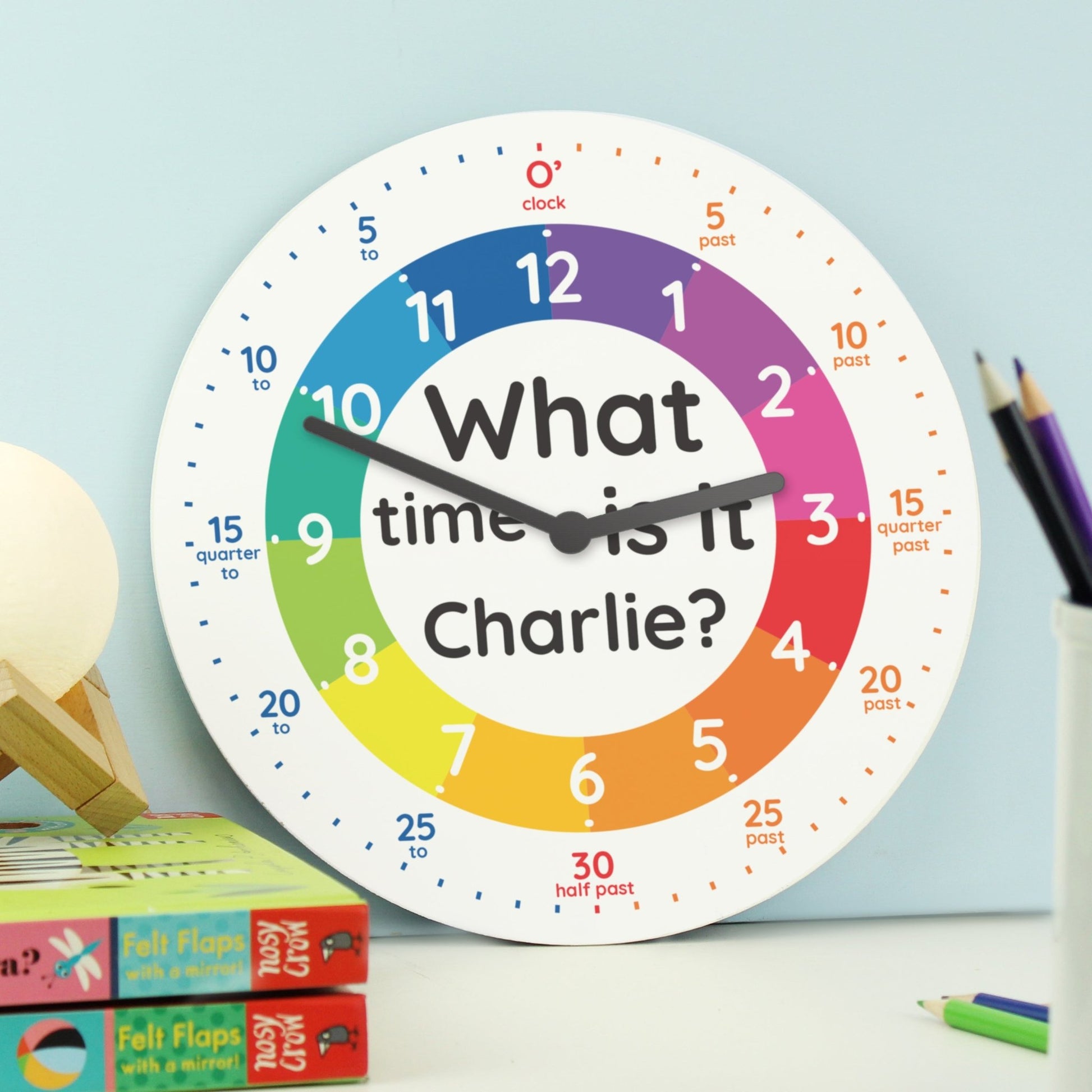 Personalised What Time Is It? Wooden Clock | Inspired Creative Gifts | UK Supplier