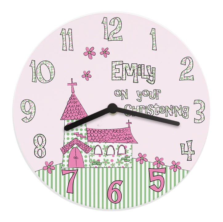 Personalised Whimsical Church Christening Clock | Inspired Creative Gifts | UK Supplier