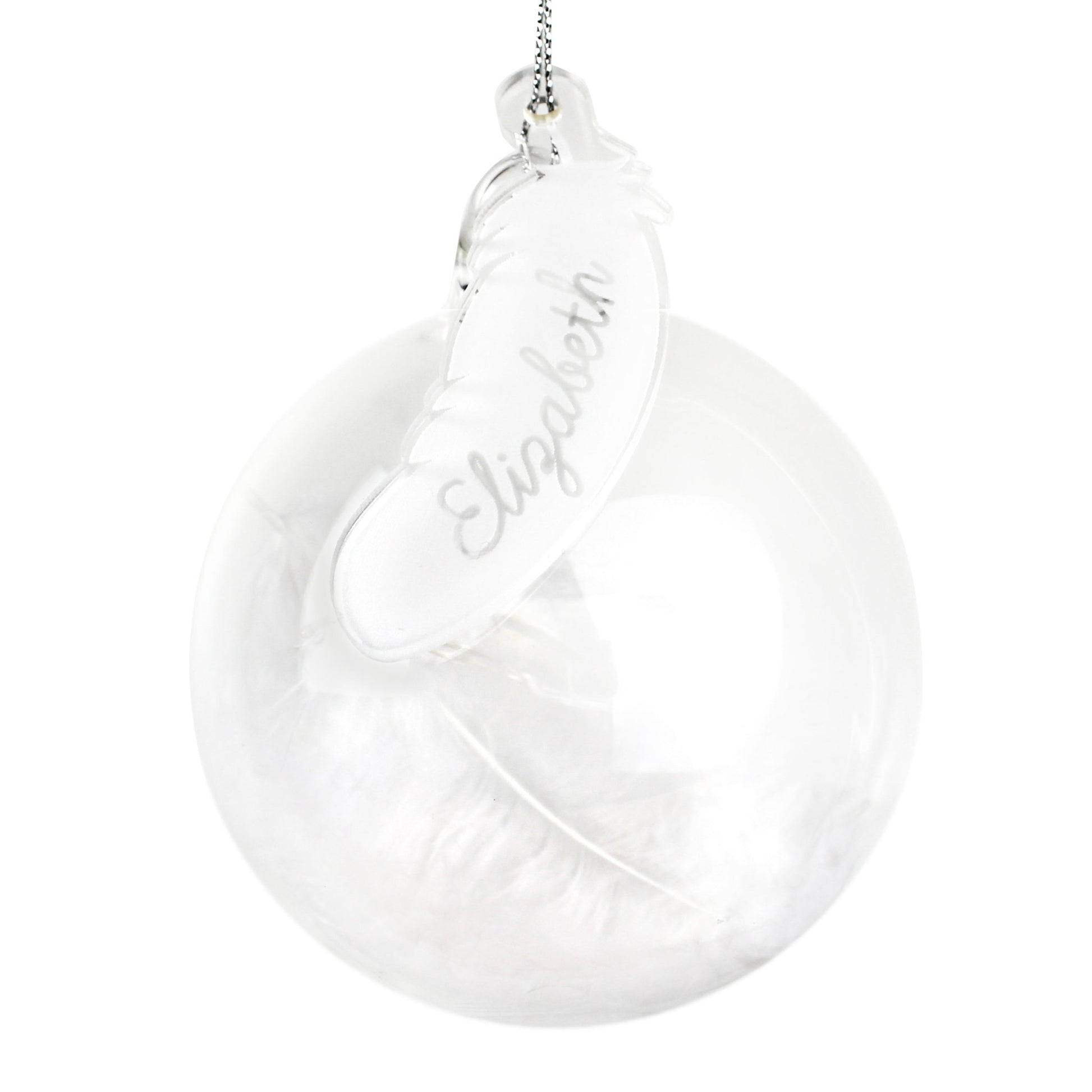 Personalised White Feather Glass Bauble | Inspired Creative Gifts