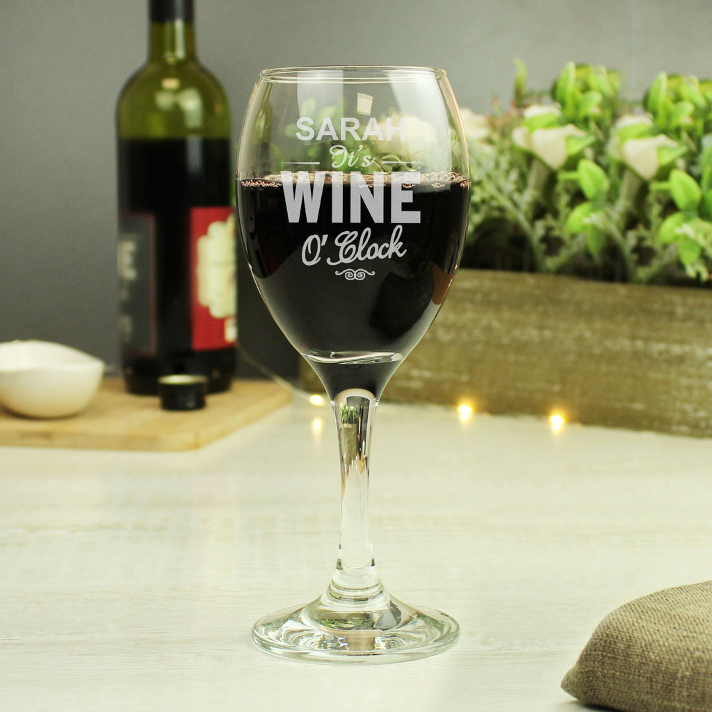 Personalised Wine O'Clock Engraved Wine Glass | Inspired Creative Gifts | UK Supplier